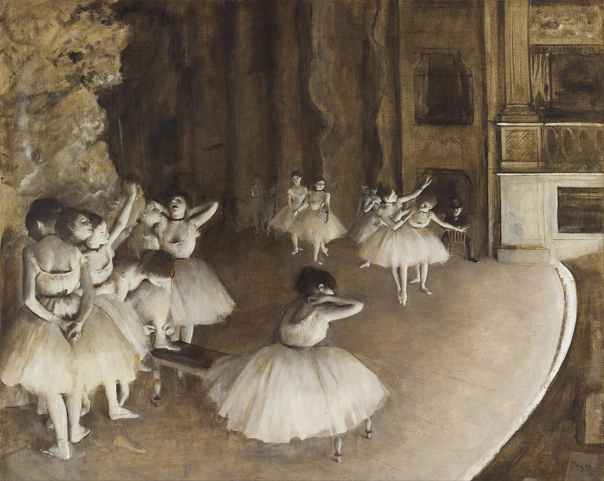 SERENDIPITP Aesthetic Poster Photo Wall Print Retro Picture Ballet Rehearsal on Stage by Edgar Degas Modern Wall Artwork for Home Decor 60x90cm