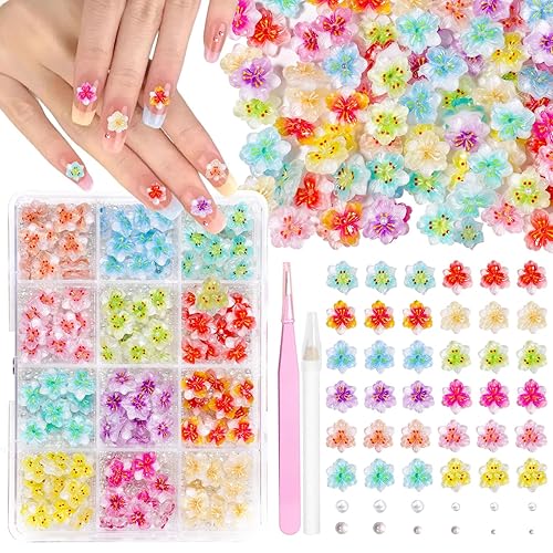 Color Flowers Nail Charms, 3D Egg Sun Flower Nail Art