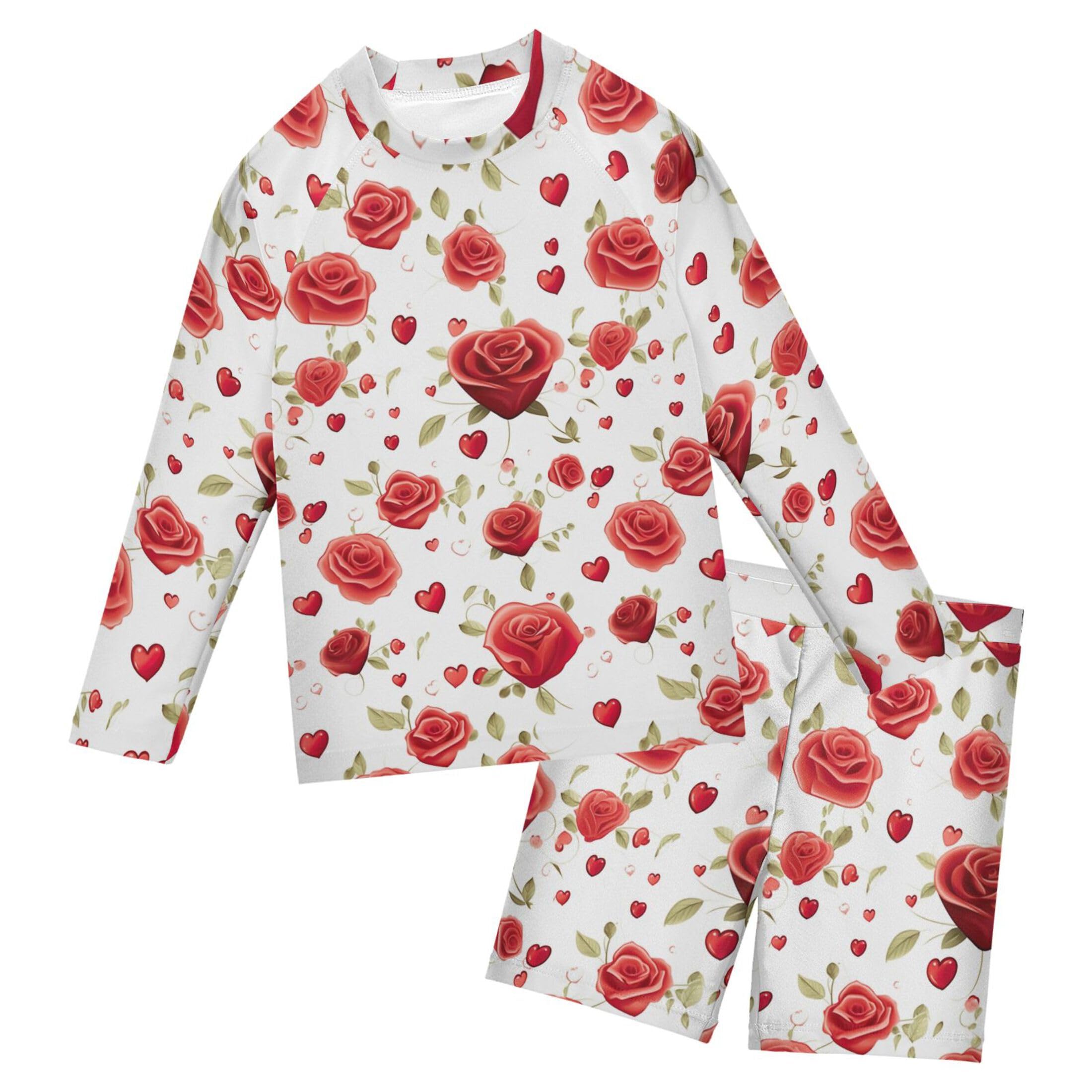 Rose Flowers Baby Boys' Toddler Long Sleeved Rashguard Swim Bathing Suit Set B0402840