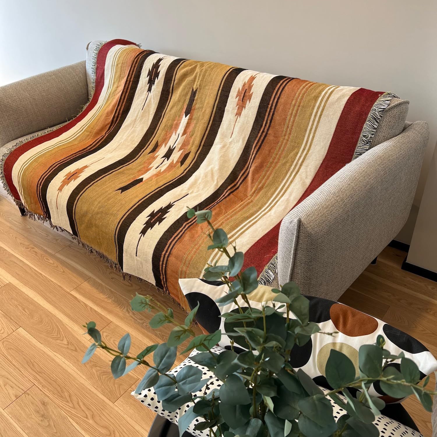 Peel Forest Couverture de glamping - Tapis de camping aztèque tribal - Jetés pour la maison et l'extérieur - Vanlife - Pique-nique (127 x 152 cm)