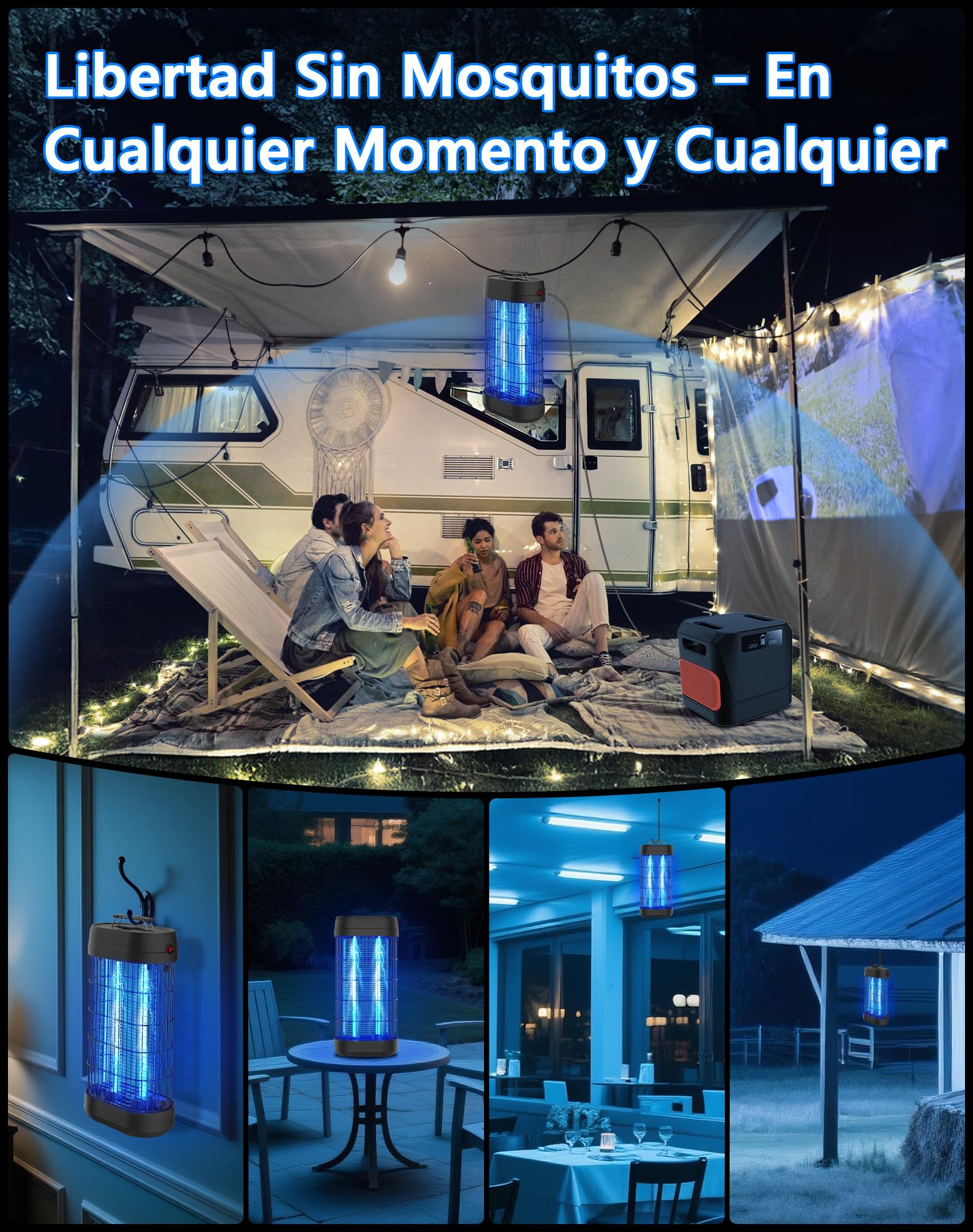 Lámpara Antimosquitos Eléctrica 22W, Mata Moscas y Mosquitos Exterior e Interior, Cobertura 100m², Trampa de Luz UV 365nm para Insectos, Polillas, Ideal para Jardín, Terraza, Camping y Hogar