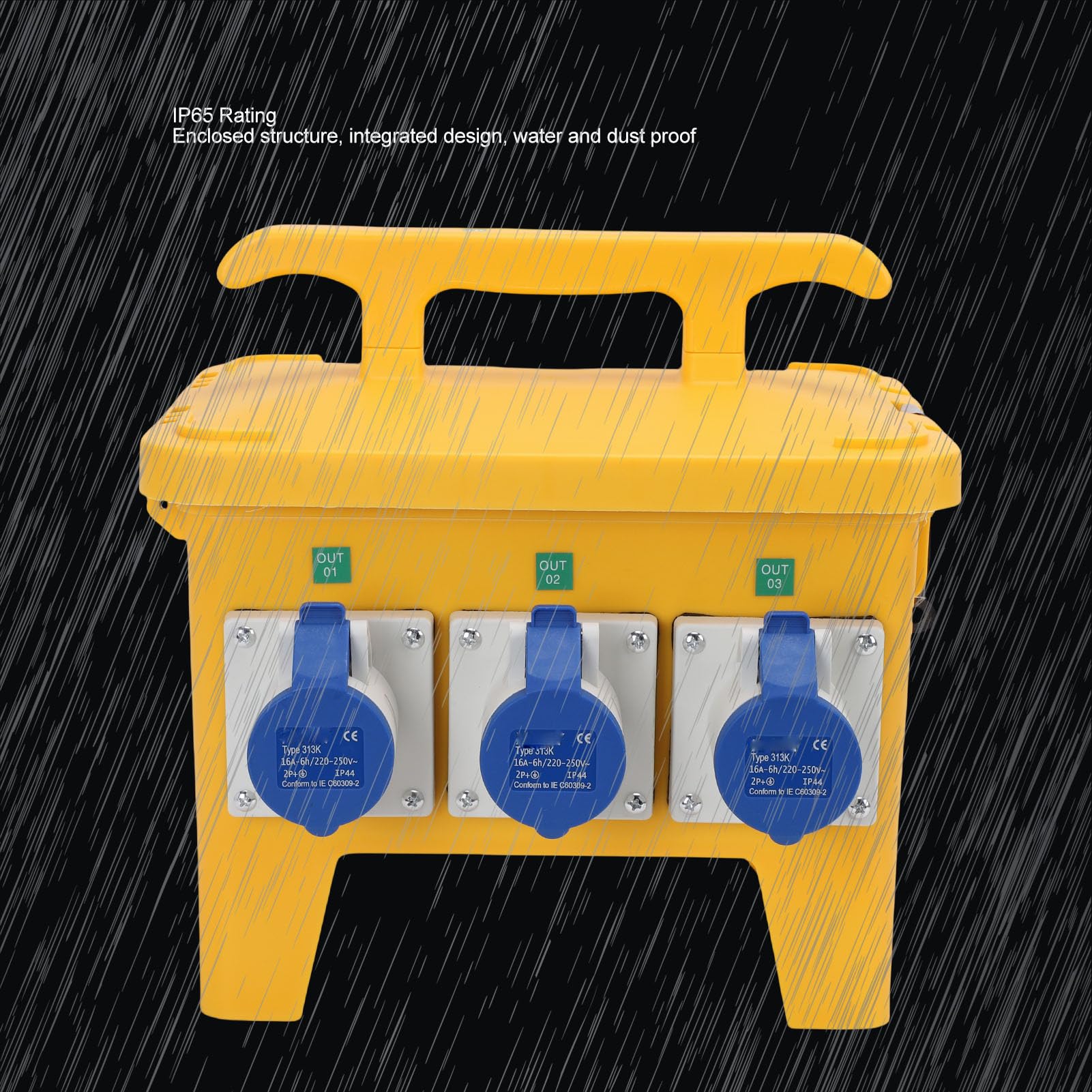 FILFEEL Caja de Distribución de EnergíA portátil: Salidas CEE de 3 Pines + Enchufes Hembra de 3 Clavijas, Distribuidor de Enchufes Eléctricos IP65 para Sitios de Construcción, Eventos Y Talleres Al