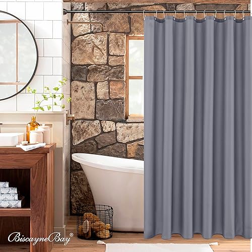 Miniatura 4 de Biscaynebay - Cortinas de ducha de tela de calidad de hotel, resistentes al agua, ojales resistentes a la corrosión, parte inferior con peso lavable