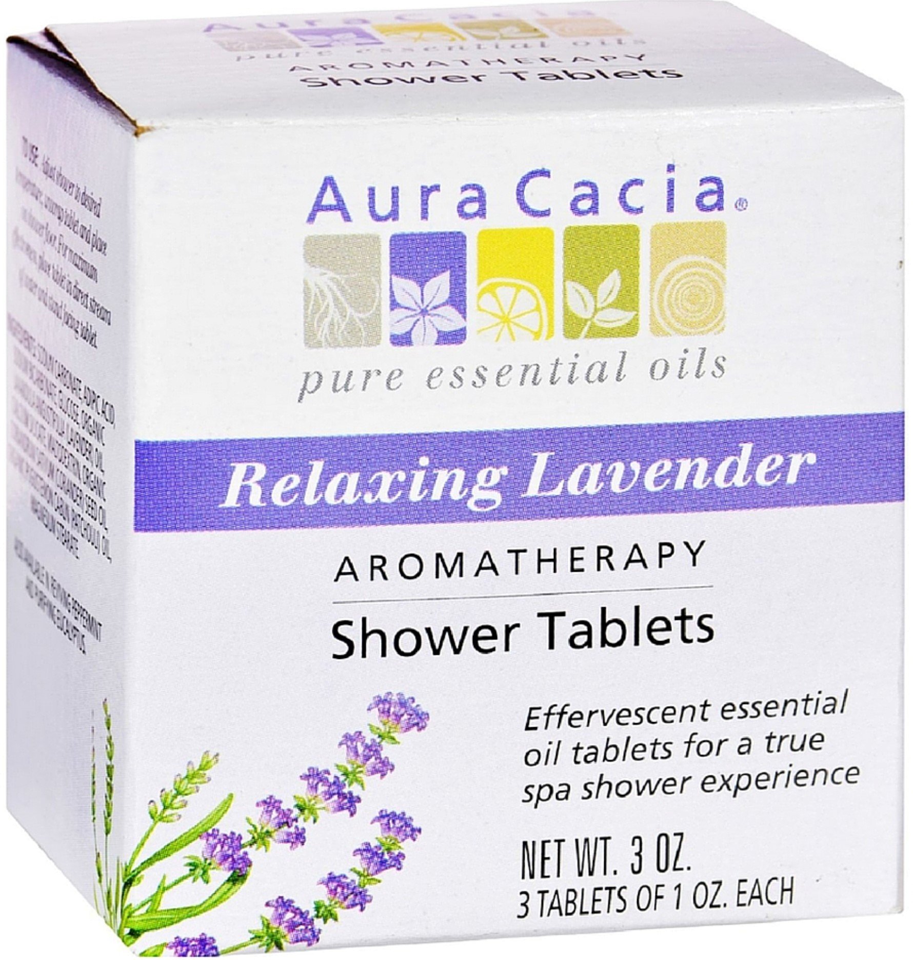 Aura CaciaAromatherapy Shower Tablets, Relaxing Lavender 3 ea (Pack of 4)