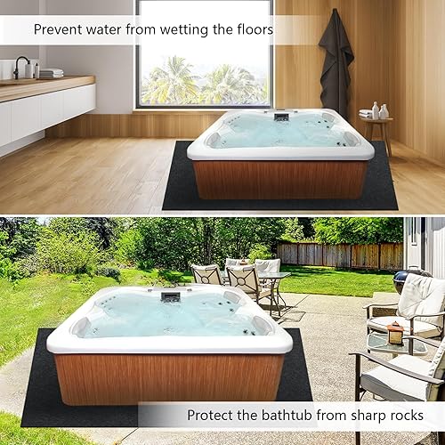 Miniatura 5 de Aboofx Tapete para bañera de hidromasaje, 80 x 80 pulgadas, tapete protector de piscina sobre el suelo, tapete protector de suelo portátil
