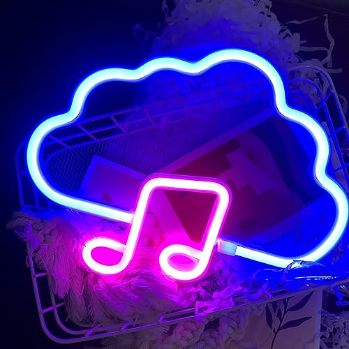 Letrero de neón con luces LED de nube y música, para decoración de pared de dormitorio, estética, Navidad, cumpleaños, fiesta de San Valentín (rosa)