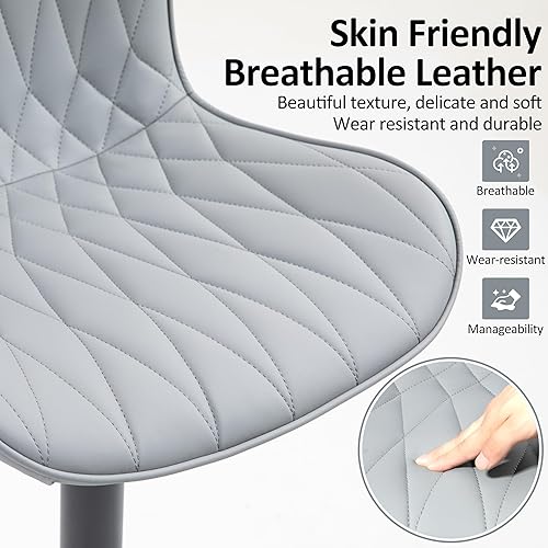 Miniatura 5 de Finnhomy Juego de 2 taburetes de bar, modernos taburetes de bar giratorios de piel sintética de 360, altura del asiento de 24 a 32.5 pulgadas con