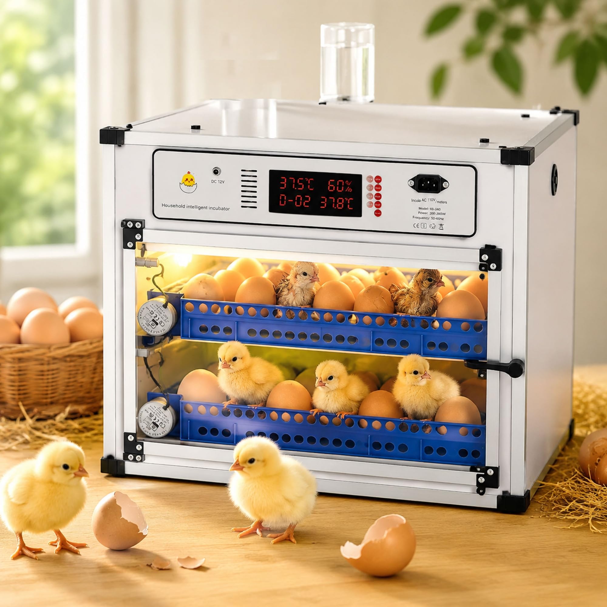Incubatrice Automatica 136 Uova con di Girello Automatico & Controllo Temperatura Umidità, Incubatrice a Armadio per Uova di Pollo Anatra Oca, Display Digitale