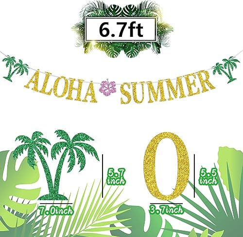 Miniatura 2 de Pancarta hawaiana de verano Aloha, guirnaldas de banderines para decoración de fiesta de verano hawaiana tropical Luau playa, suministros de