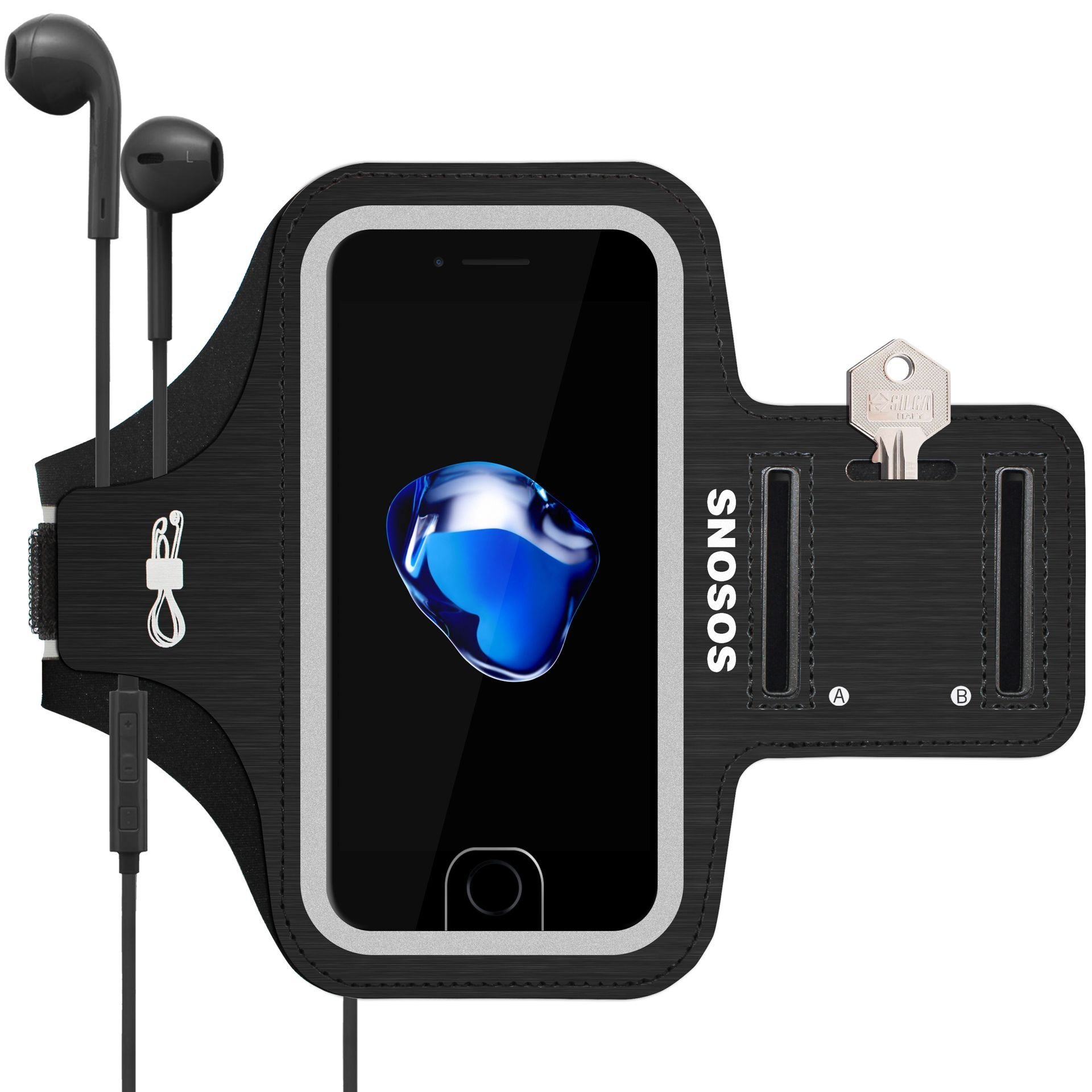 SOSONS iPhone Plus/iPhone Plus Armband, Water Resistant Sports Gym  Armband Case for iPhone 8/7/6s /6 Touch Supported and Fits
