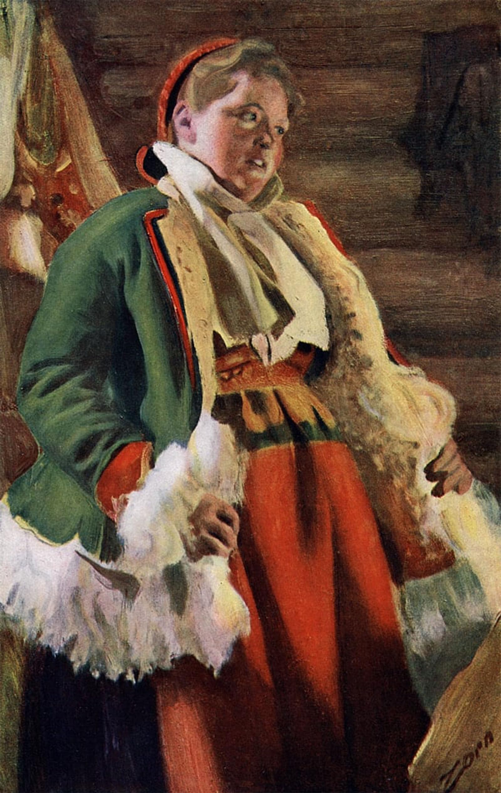 POSTERIIk Vintage Classic Picture Landscape Artwork Braskkulla a Peasant Girl from Moro by Anders Leonard Zorn Portrait Canvas Painting for Office Home Decor 60x90cm