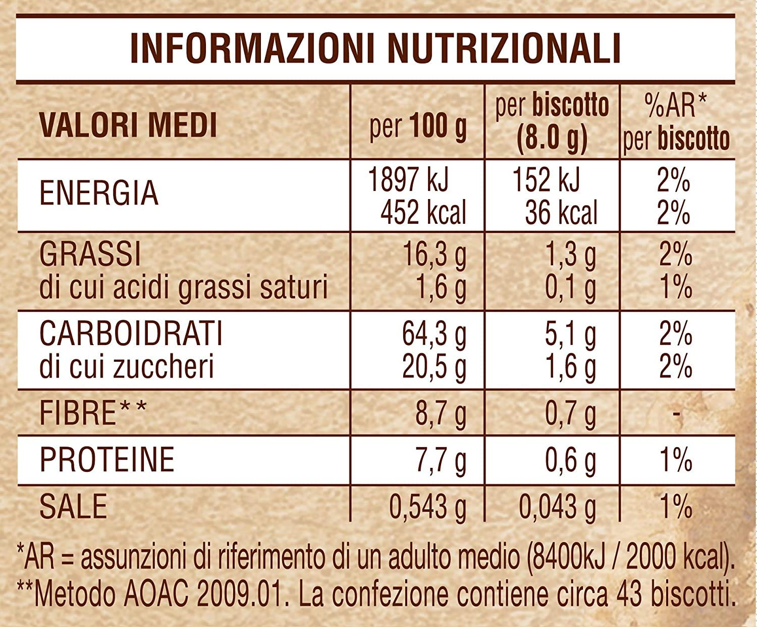 Mulino Bianco Buongrano Biscotti 100% Integrali 6 Pezzi Da 350 Grammi