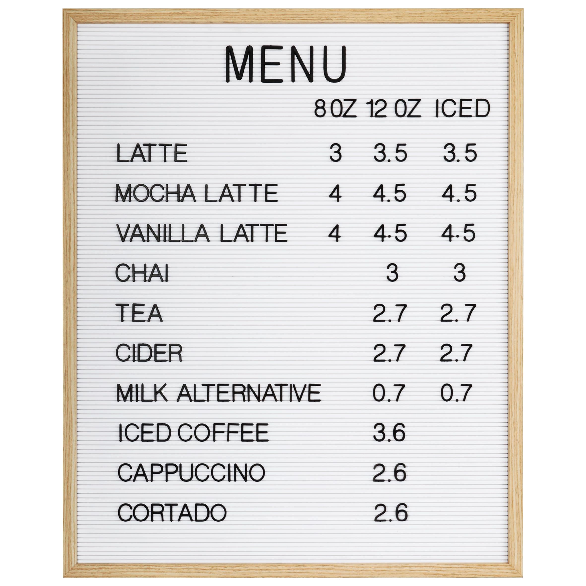 24 x 30 Inch White Framed Menu Letter Board for Restaurants – Premium Felt Message Display Board with Letters – Wall Mounted Sign for Cafés, Bars, and
