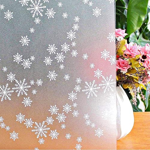Niviy Película de privacidad para ventana, decoración de Navidad, copos de nieve, calcomanías para ventanas, calcomanías no adhesivas, película de