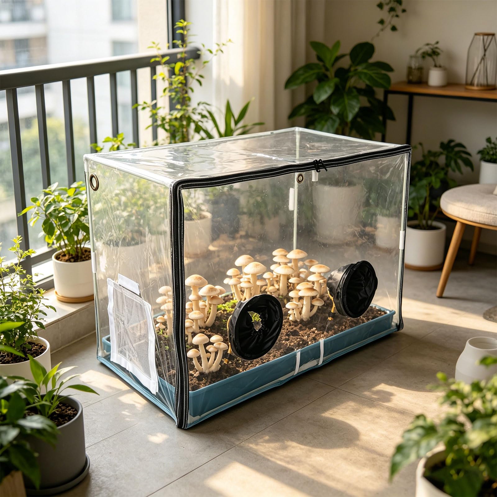 Forniture da giardinaggio per interni per la crescita funghi con struttura in PVC impermeabile per piantare in casa set funghi per hobby