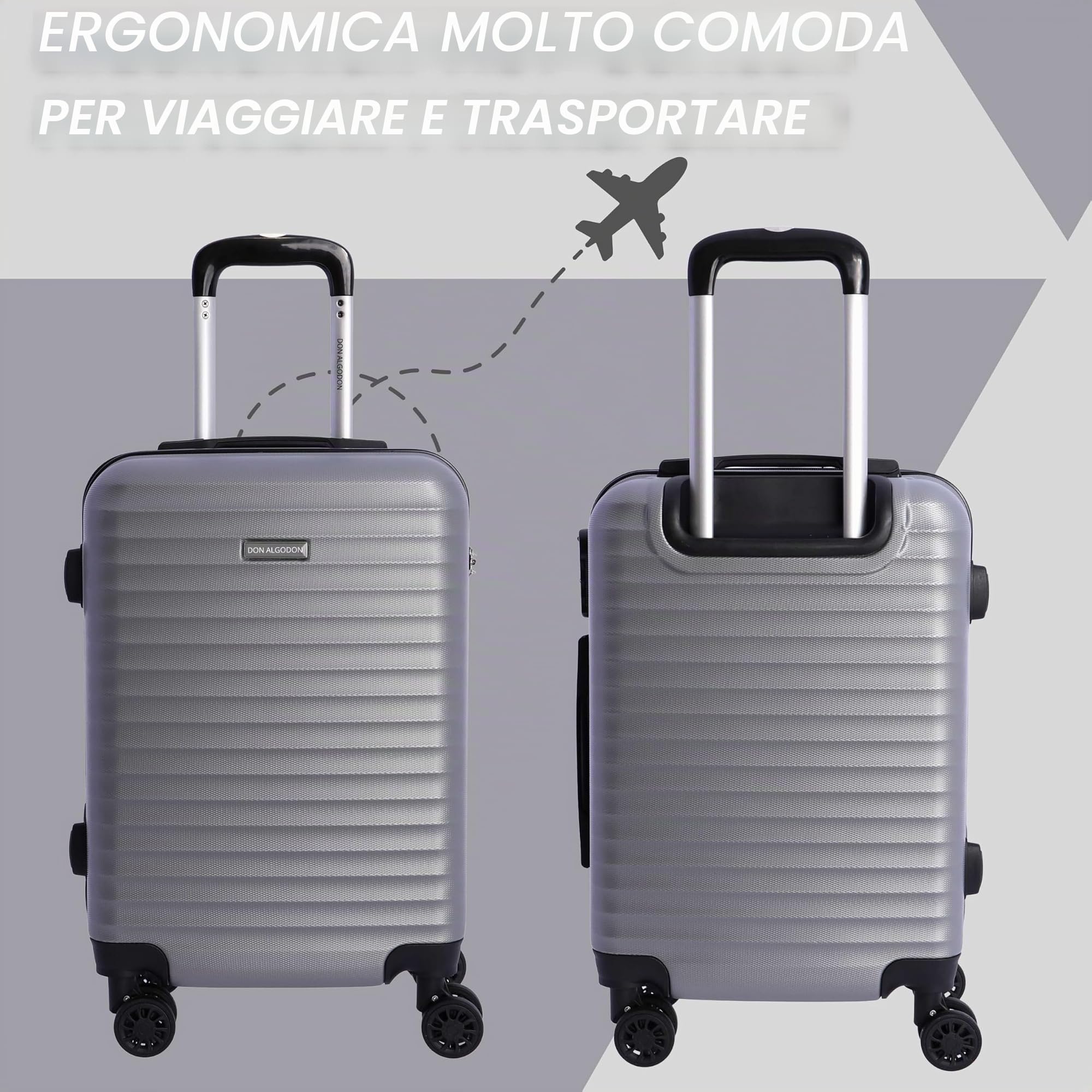 DON ALGODON - Trolley bagaglio a mano 55x40x20 (Espandibile) – 33L - Valigia Bagaglio a mano Ryanair – Valigia Media Rigida – Trolley Cabina Piccolo - Iris