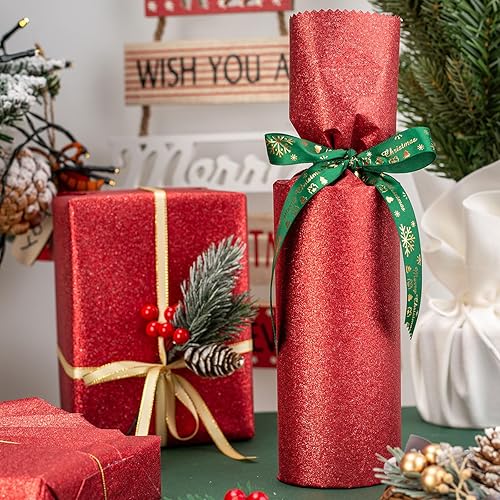 Miniatura 6 de Homeral Mini rollo de papel de regalo, 46.8 pies cuadrados (17 pulgadas x 32.8 pies), color sólido con brillo rojo brillante para Navidad,