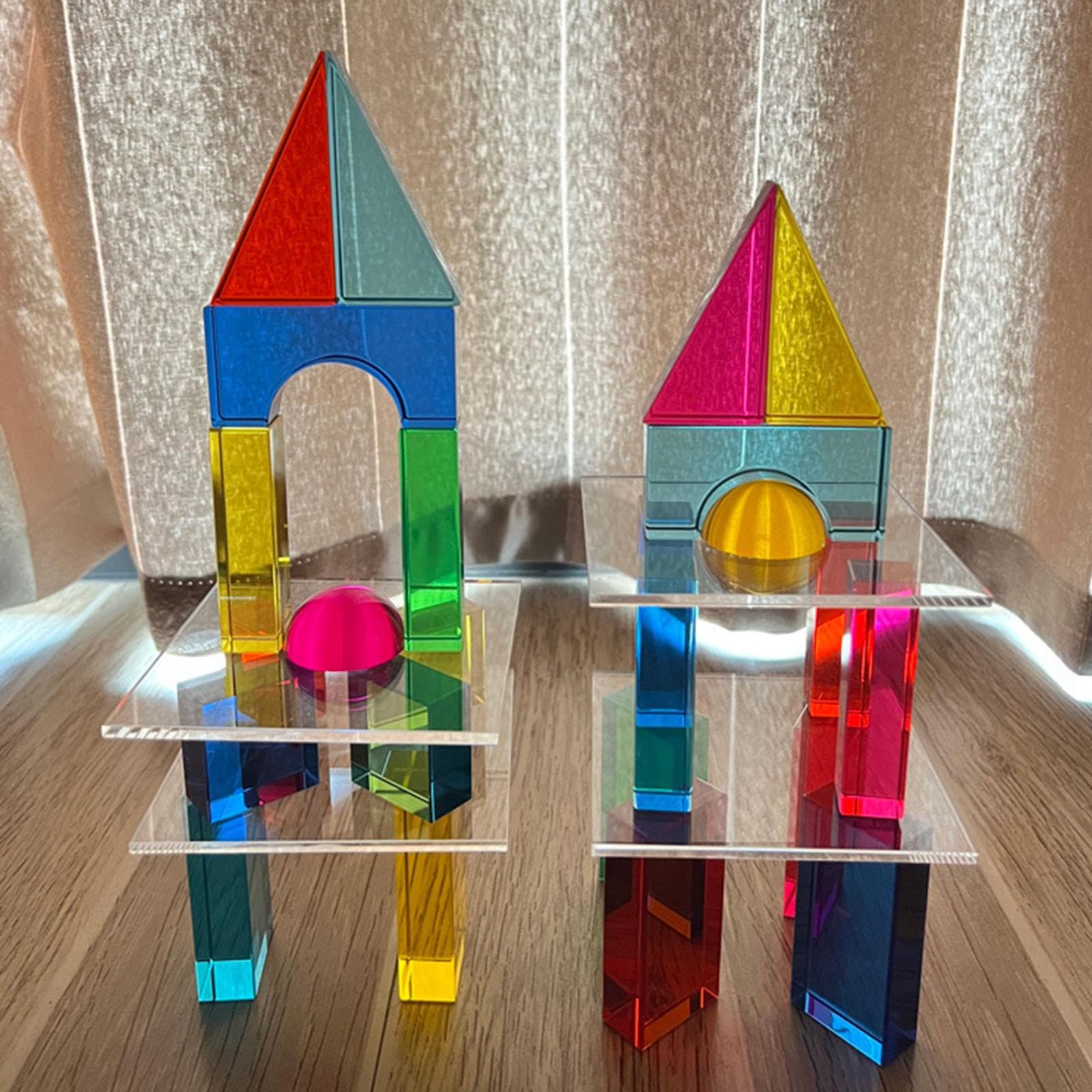 Juego de Bloques de Construcción Apilables, Cubos Acrílicos, Juguetes de Cristal con Función de Apilamiento Sensorial, Apto para Niños.