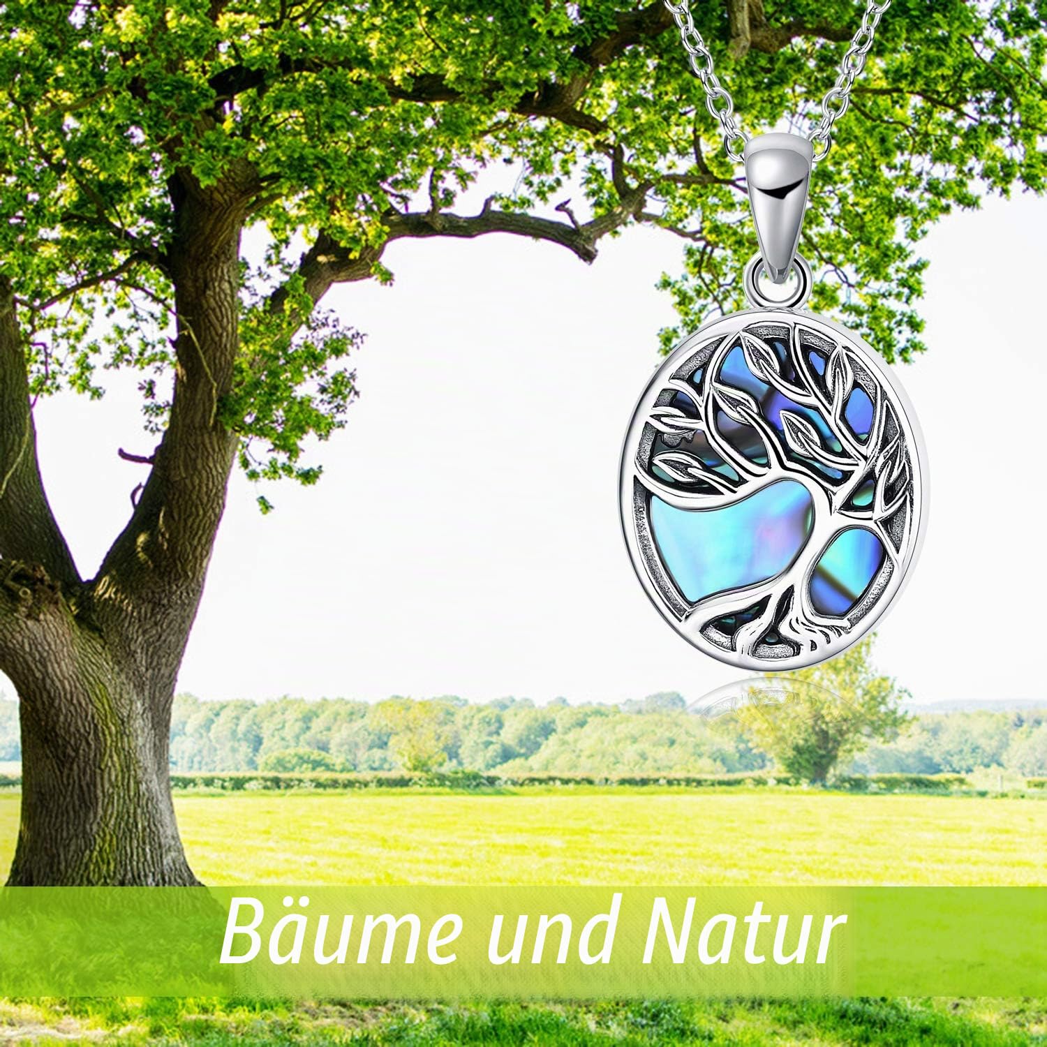 YAFEINI Baum des Lebens Medaillon Halskette S925 Sterling Silber Medaillon Halskette, die Bilder hält Baum des Lebens Medaillon Anhänger Schmuck für Frauen Frau Freundin