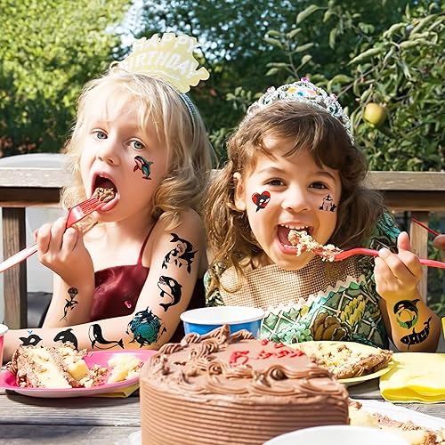 Miniatura 5 de 100 piezas de decoración de fiesta de cumpleaños de ballena orca, suministros de recuerdos de ballena asesina de mar, océano, tatuajes temporales,