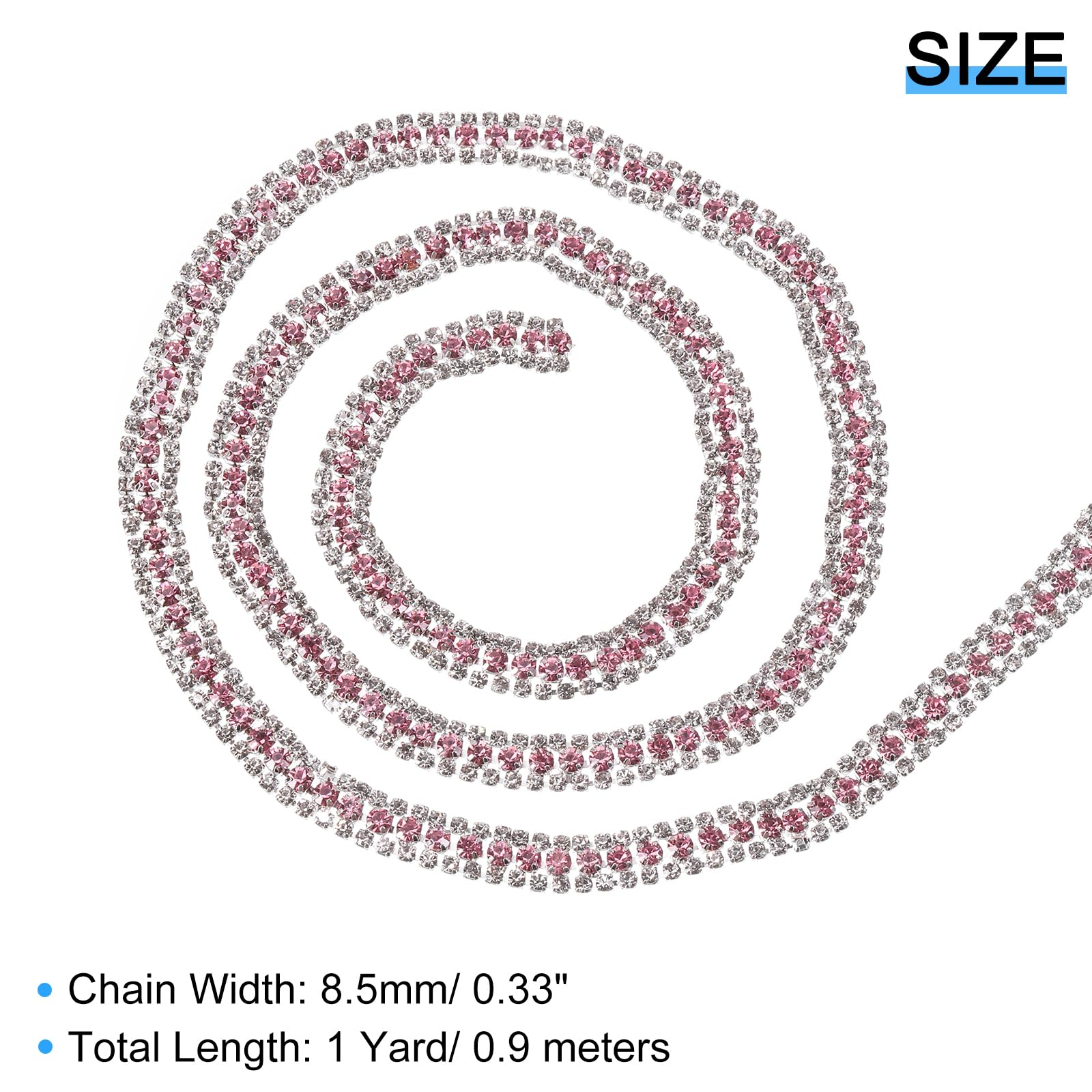 Nastro Di Strass Cristallo Per Decorazioni - 5 Iarde, 9mm, 3 Righe - Per Matrimoni, Artigianato E Gioielli - Foto 2