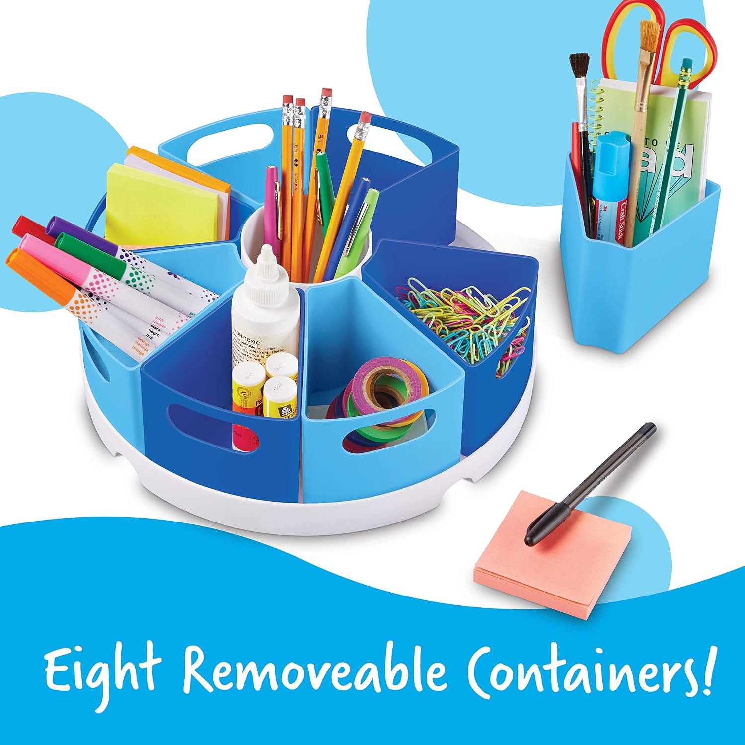 Learning Resources Create-a-Space Storage Center - Blue, 10 Piece Set Homeschool Storage, Fits 3oz Hand Sanitizer Bottles, Classroom Craft Keeper