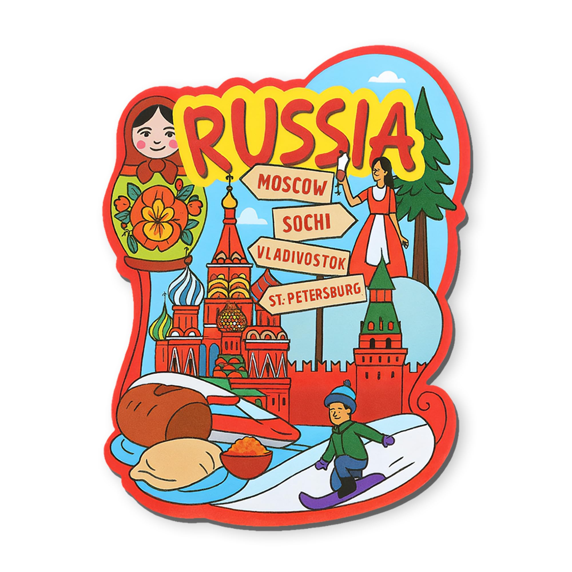 REGALOCASILA Russia Travel Souvenir Fridge Magnet Premium Engineered Wood Laser Cut Strong Magnet Super Glossy Refrigerator Decor Gift for Home Office Moscow Sochi Vladivostok St Petersburg Design-image-44