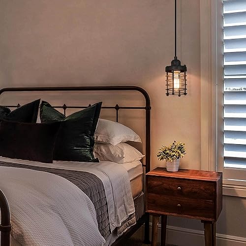 Miniatura 7 de LNC Iluminación colgante rústica para isla de cocina, lámpara colgante retro vintage con pantalla de jaula de metal, mini luces colgantes colgantes