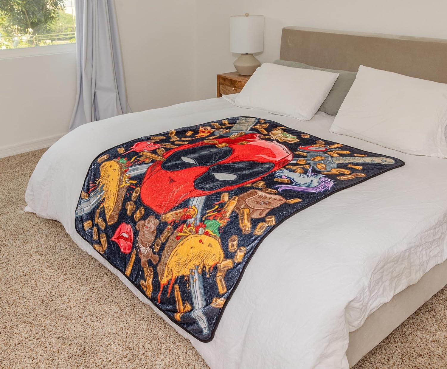 Marvel Deadpool Icons Fleece Throw Blanket | Soft Polyester Cover for Sofa, Bed | 45 x 60 Inches