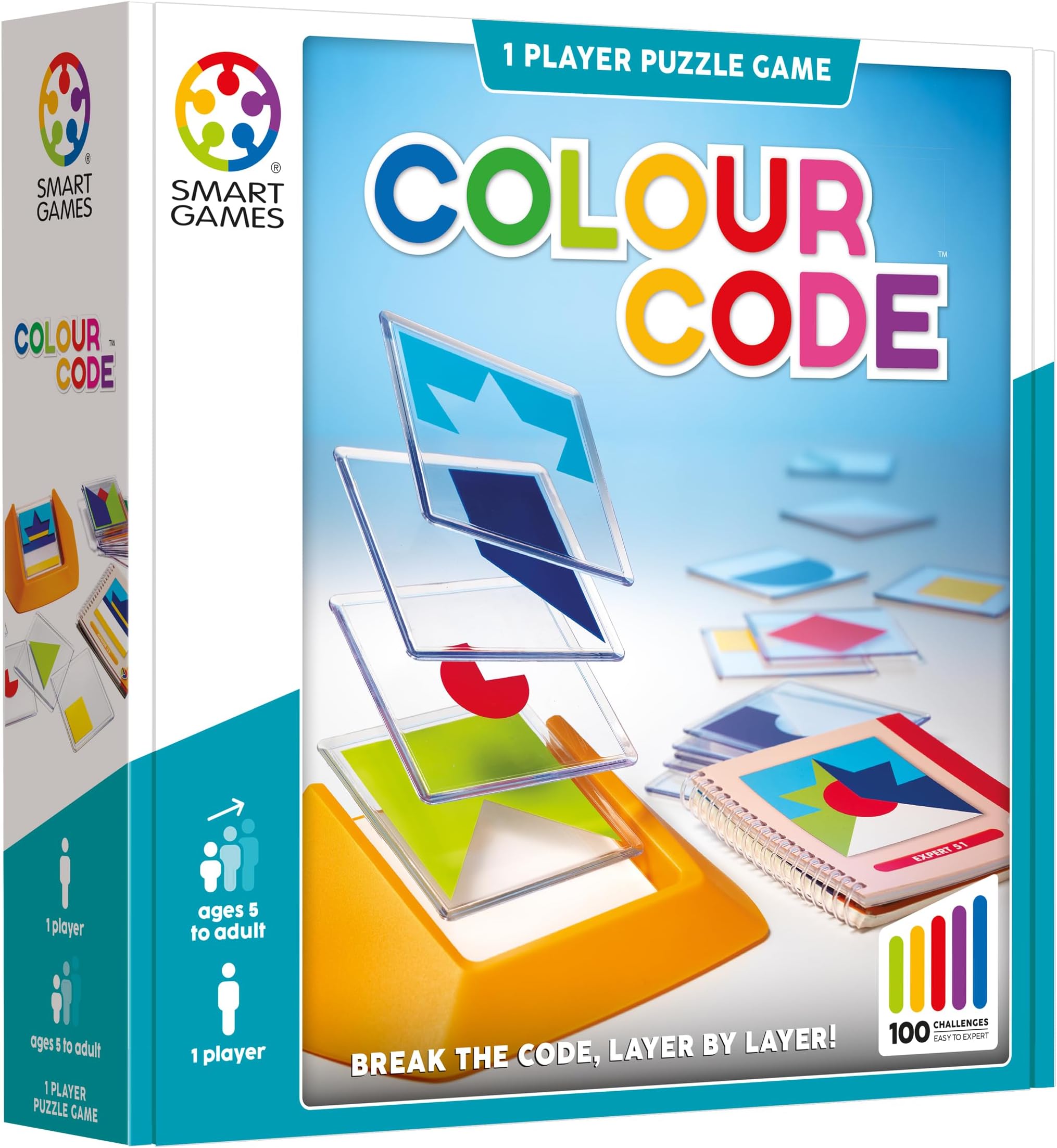 SmartGames - Colour Code, 1 Player Puzzle Game, 100 Challenges, Ages 5+