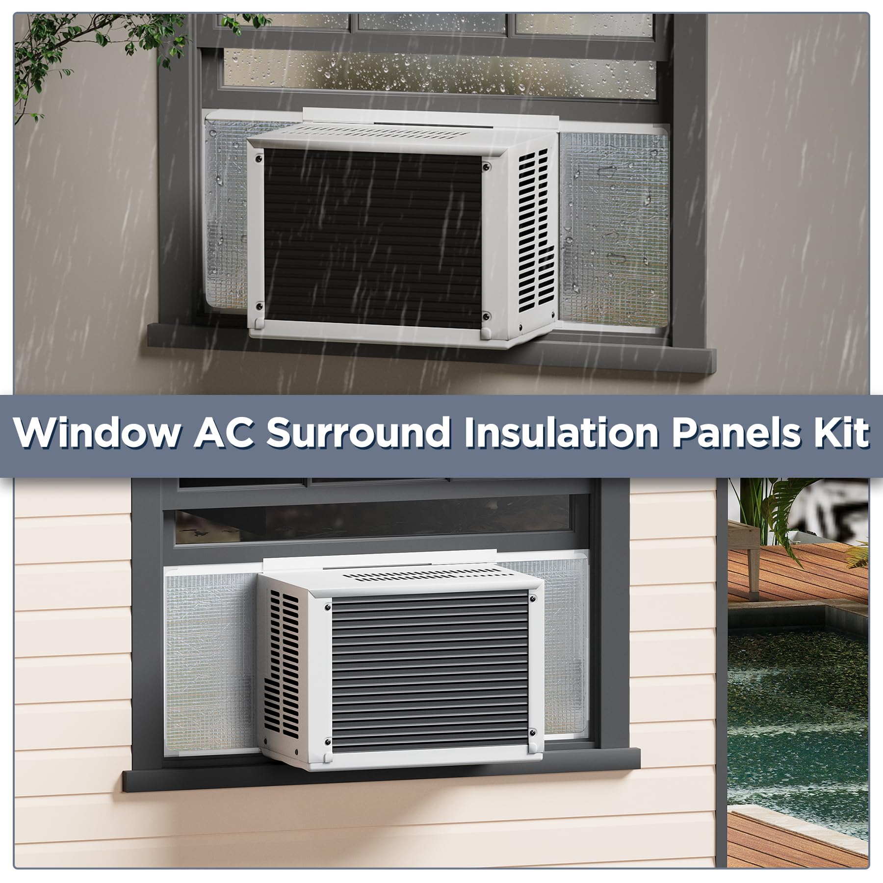 rigid foam insulation for window air conditioner gap sealing, foil-backed foam board cut to fit window AC unit