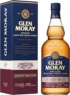 Glen Moray Cabernet Cask Finish single malt Scotch whisky 70cl 40% ABV, Speyside region whisky matured in ex-Bourbon and finished in ex-Cabernet Wine casks. Distilled and matured in Elgin, Scotland