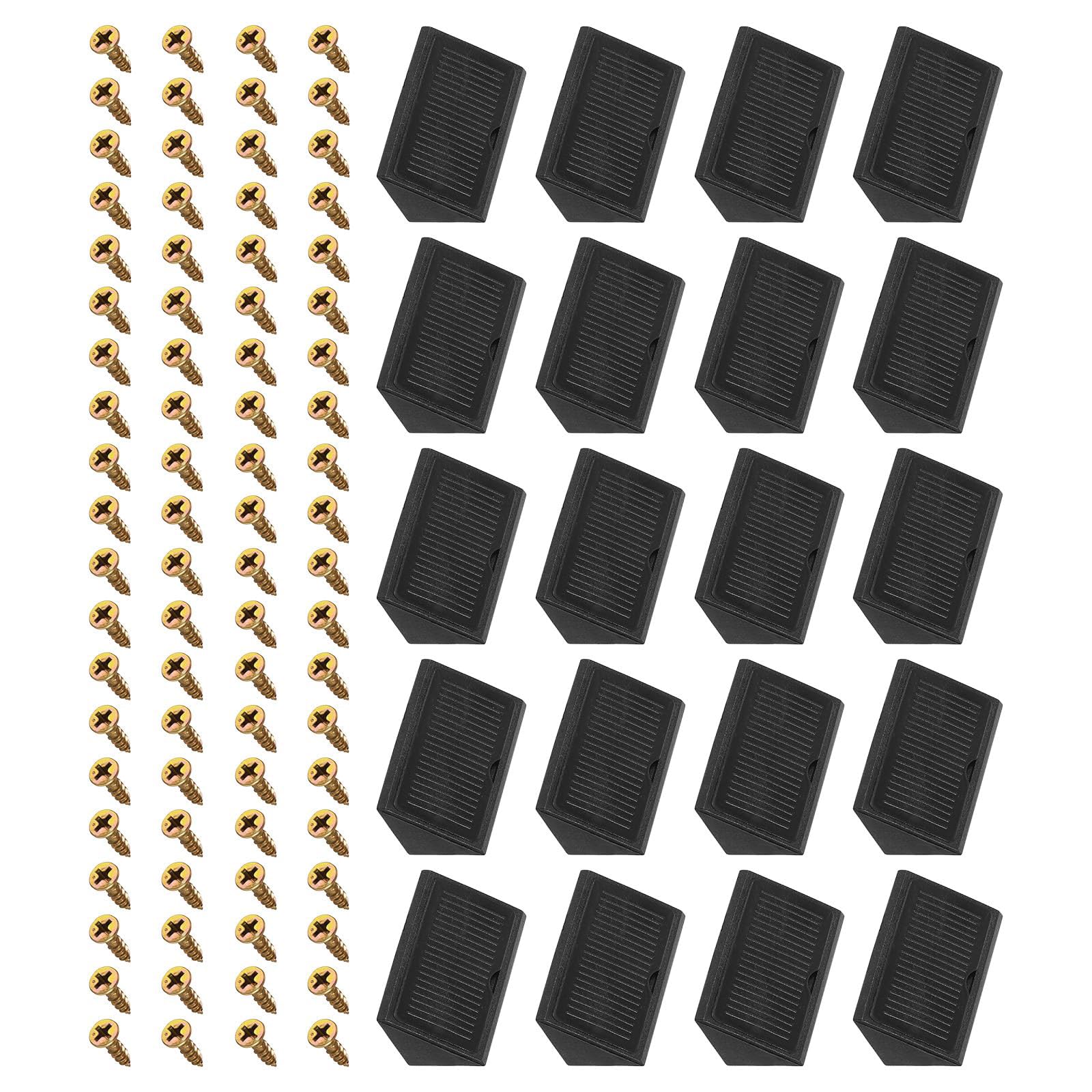 TA-VIGOR 50pcs 41x19x19mm 90 Degree Plastic Corner Braces Support with Cover Cap, ABS L Shape Right Angle Shelf Brackets with Screws for Furniture Repairing, Cabinets, Bookshelves & DIY, Black