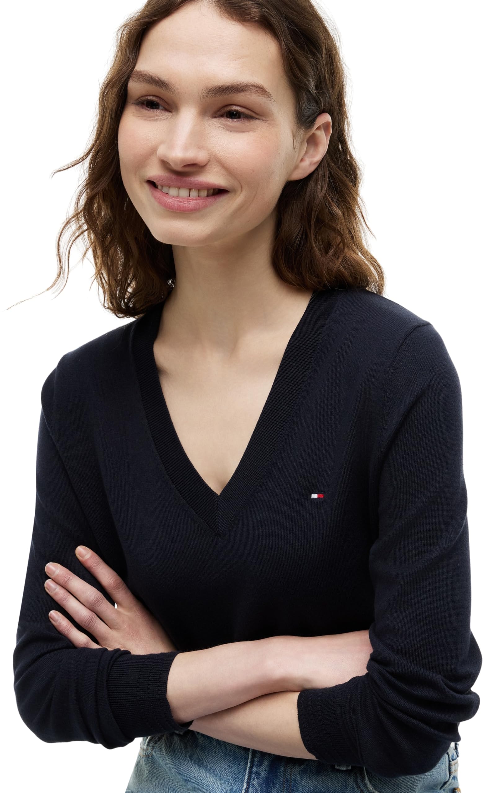 Tommy Hilfiger Co Jersey Stitch V-nk Sweater Ww0ww42049 Pullover Sweater Mujer (Pack de 1)