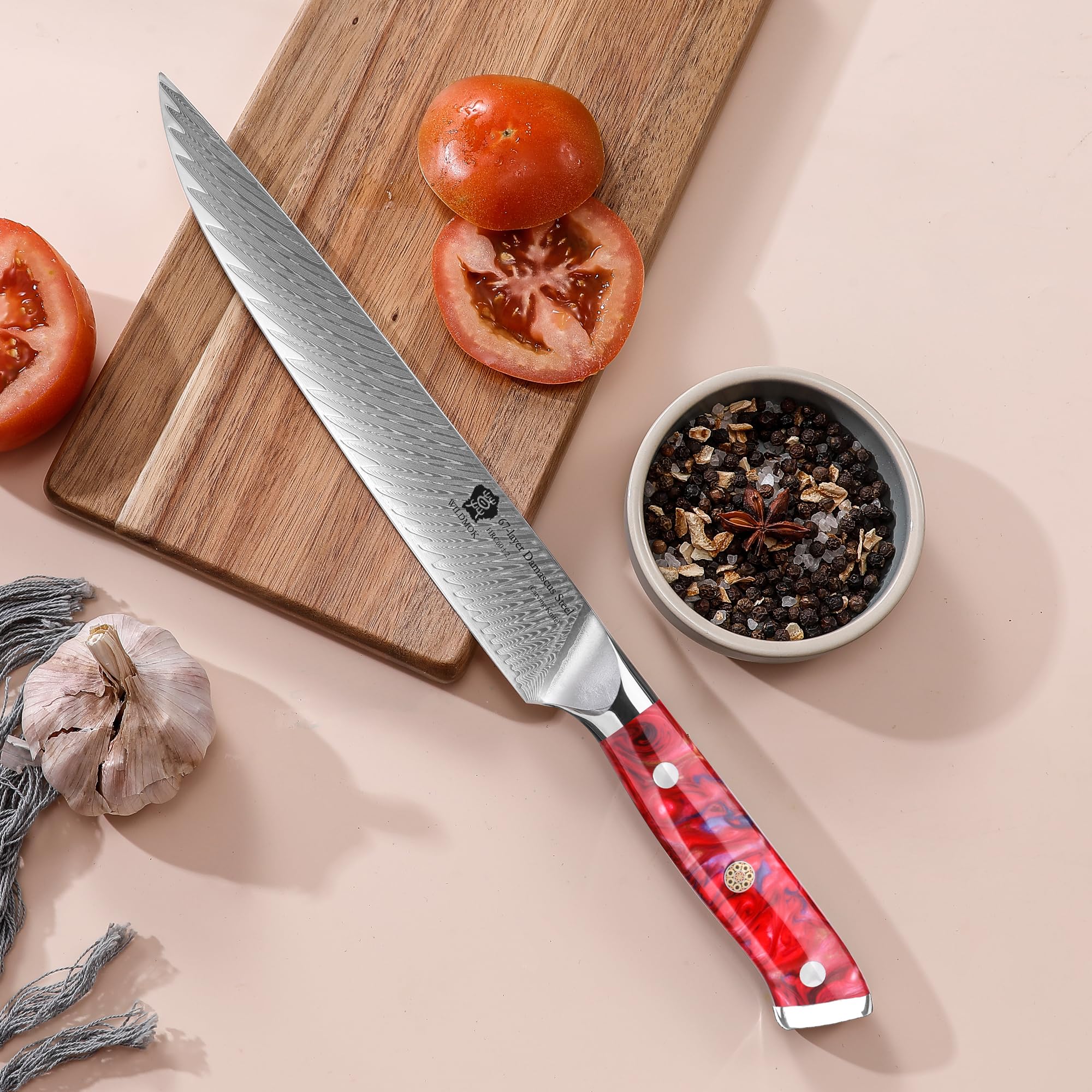 WILDMOK Damascus Carving Knife - 9 Inch -6 WILDMOK Damascus Carving Knife - 9 Inch -6