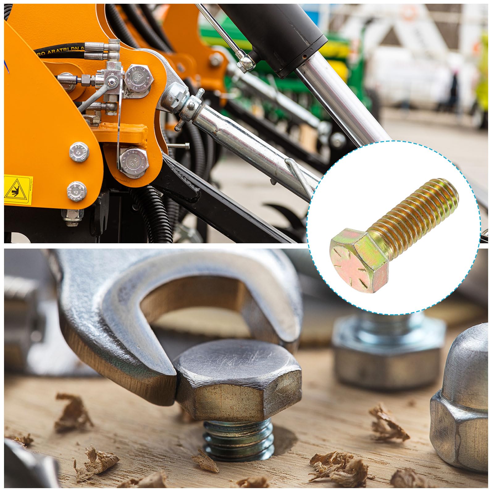 METALLIXITY Hex Bolts (7/16-14 x 1-1/4") 10Pcs, 8 Grade Carbon Steel Zinc Plated, UNC Coarse Thread, External Hex Drive - Image 4