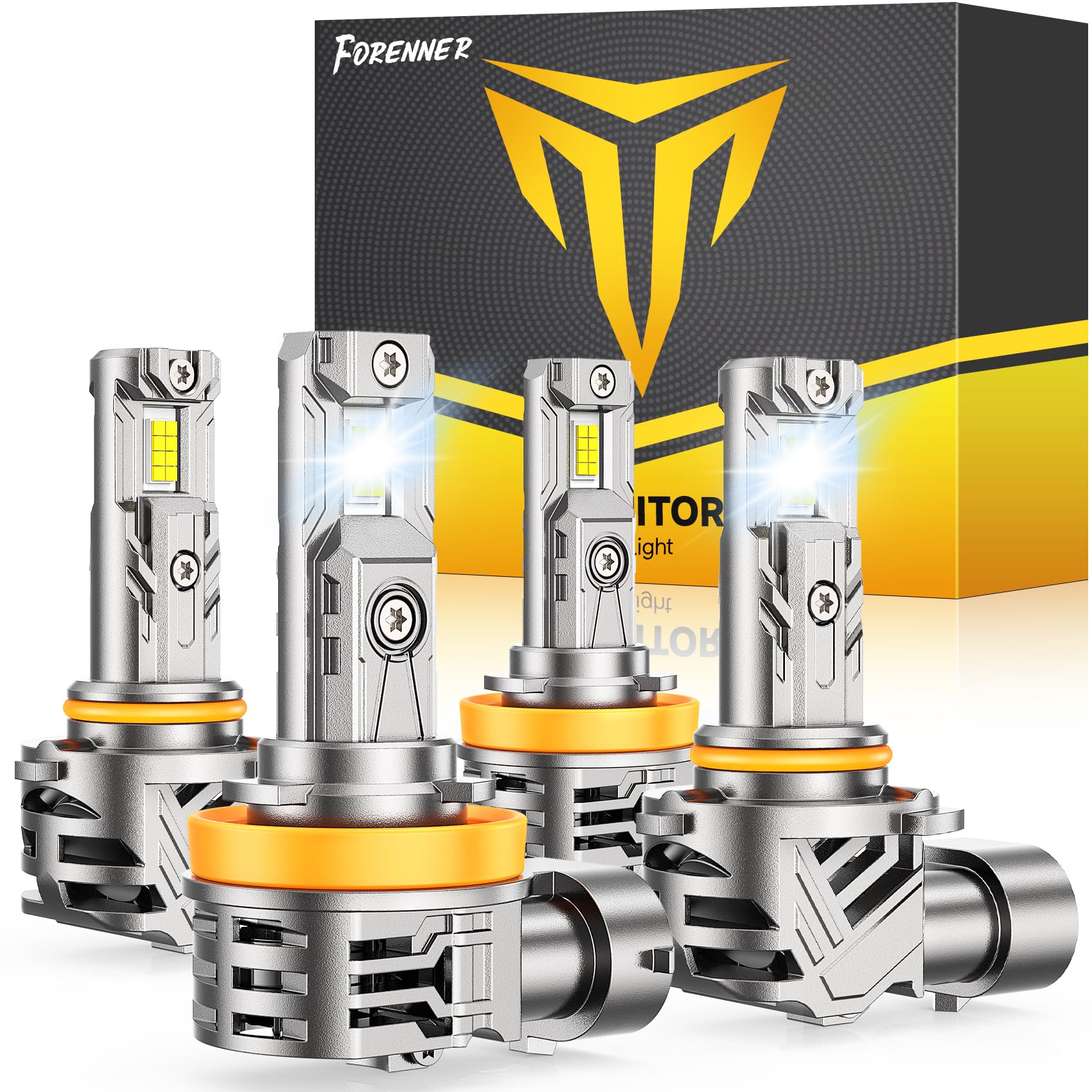 2026 𝐏𝐫𝐨-𝐆𝐫𝐚𝐝𝐞 H11 9005 headlight bulbs combo,𝟏𝟏0,000LM Brighter 6500K with Cooling Fan 9005 hb3 Light bulbs, 1:1 Mini Size CANBUS Ready Plug-N-Play Headlight Blub Retainer,Pack of 2