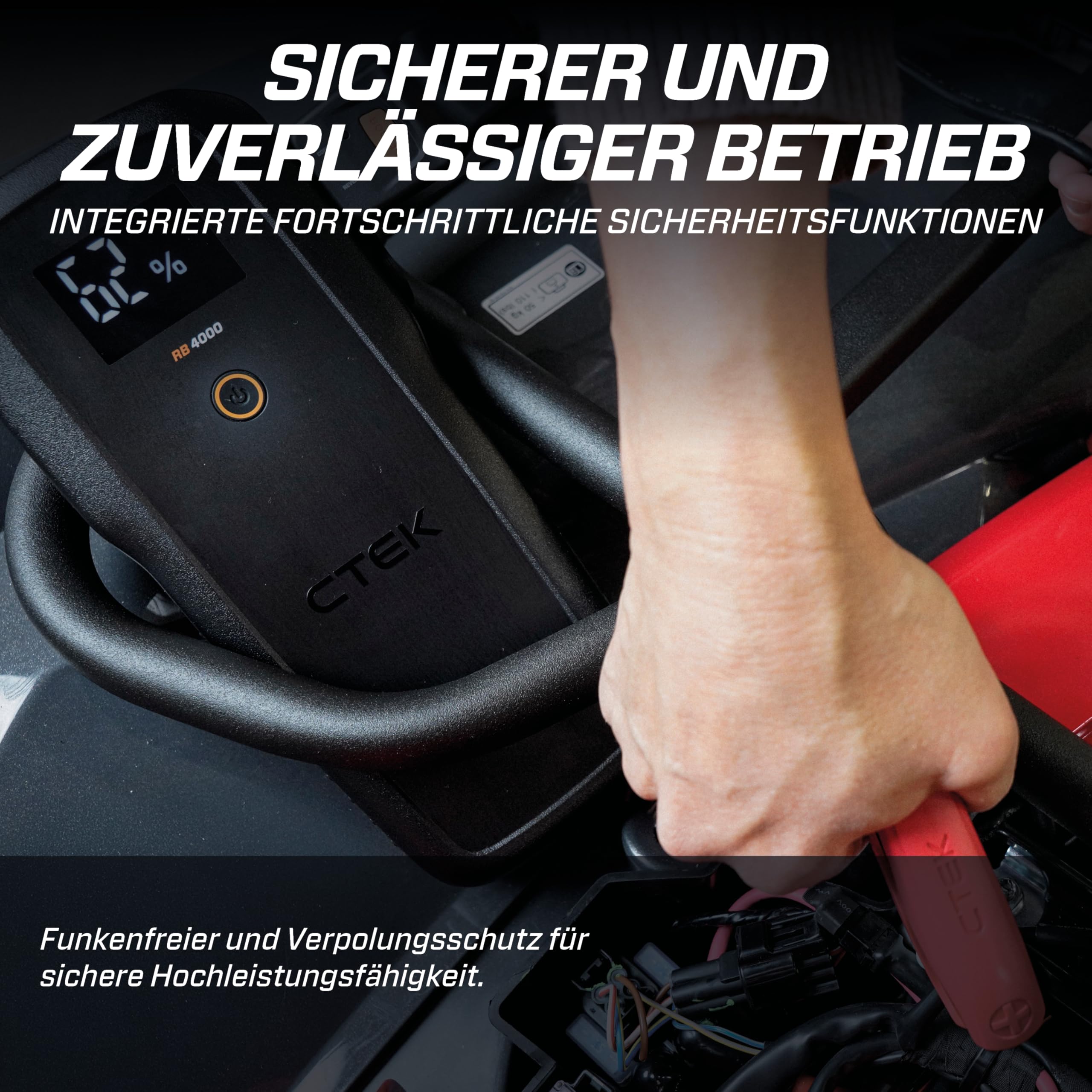 CTEK RB 4000 Tragbarer Starthilfe-Booster – 4000A Batterie-Spitzenstrom, Booster für 12V-Batterien in Diesel- und Benzinfahrzeugen