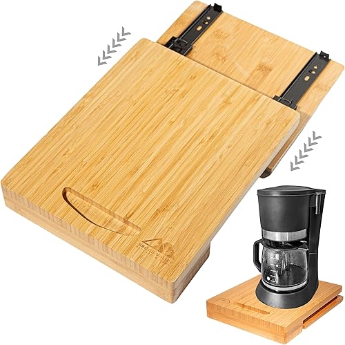 Deslizador de electrodomésticos de cocina de madera, bandeja para debajo del gabinete para cafetera, licuadora, freidora de aire, batidora de soporte
