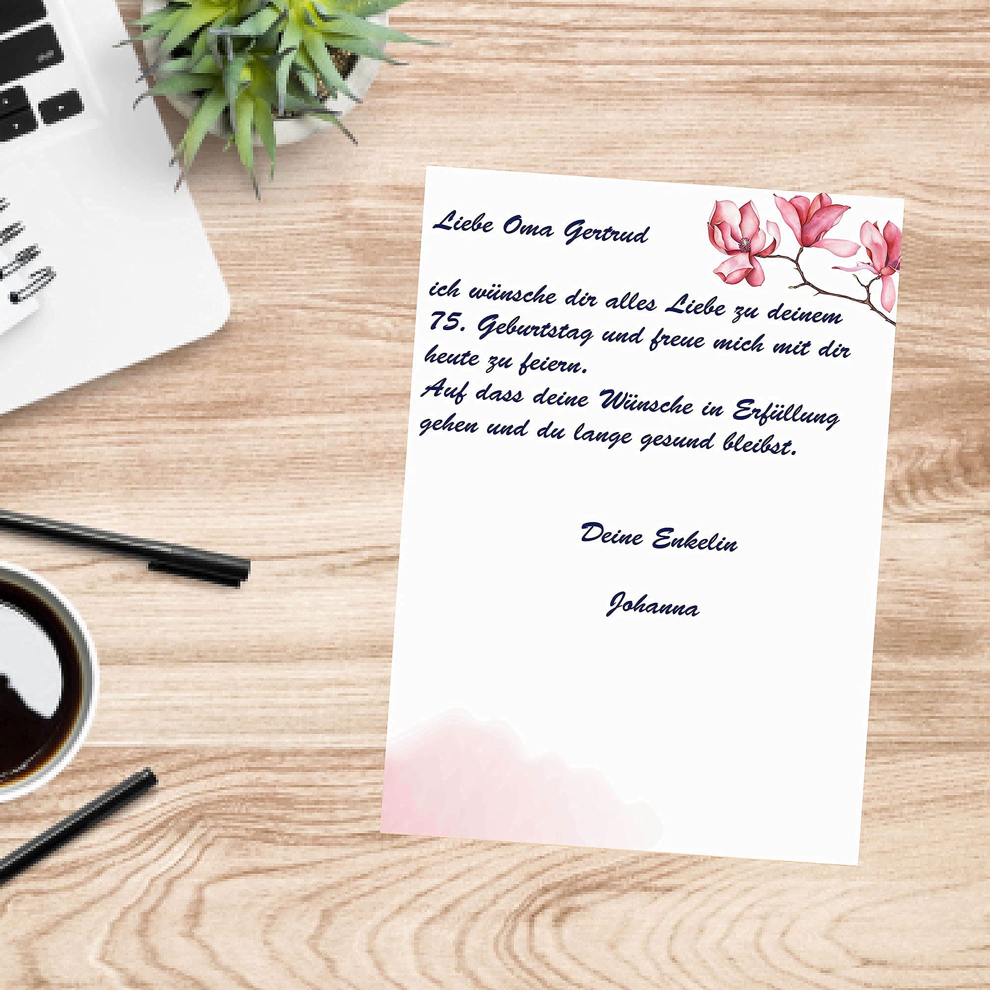 Papier à Lettres Et Enveloppes Roses - Lot De 25 Feuilles A4 120g/m² Et Enveloppes C6 80g/m²
