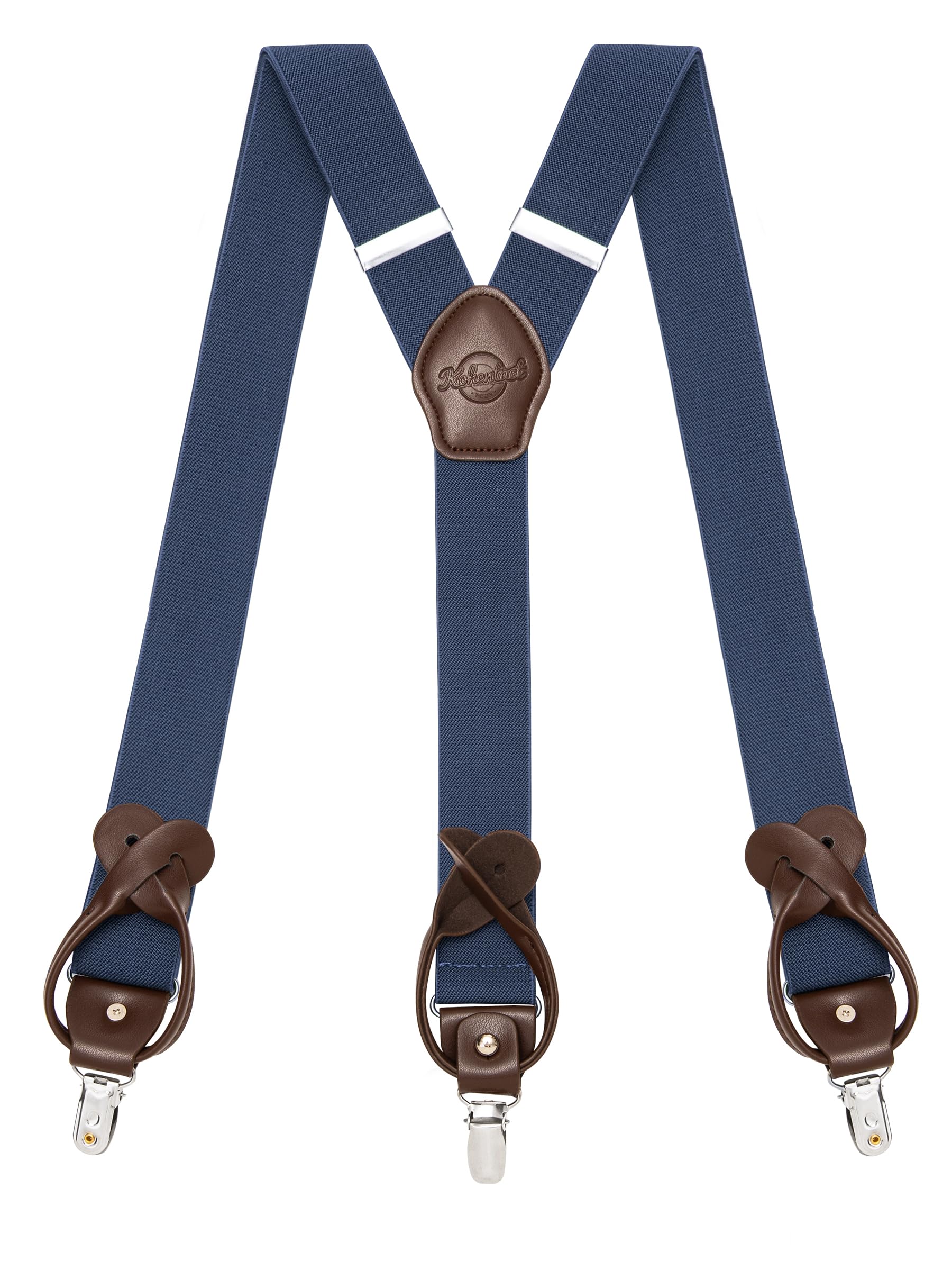Suspenders for Men with Clip &amp; 6 Buttons 1.4in Y-Shape Stainless Steel