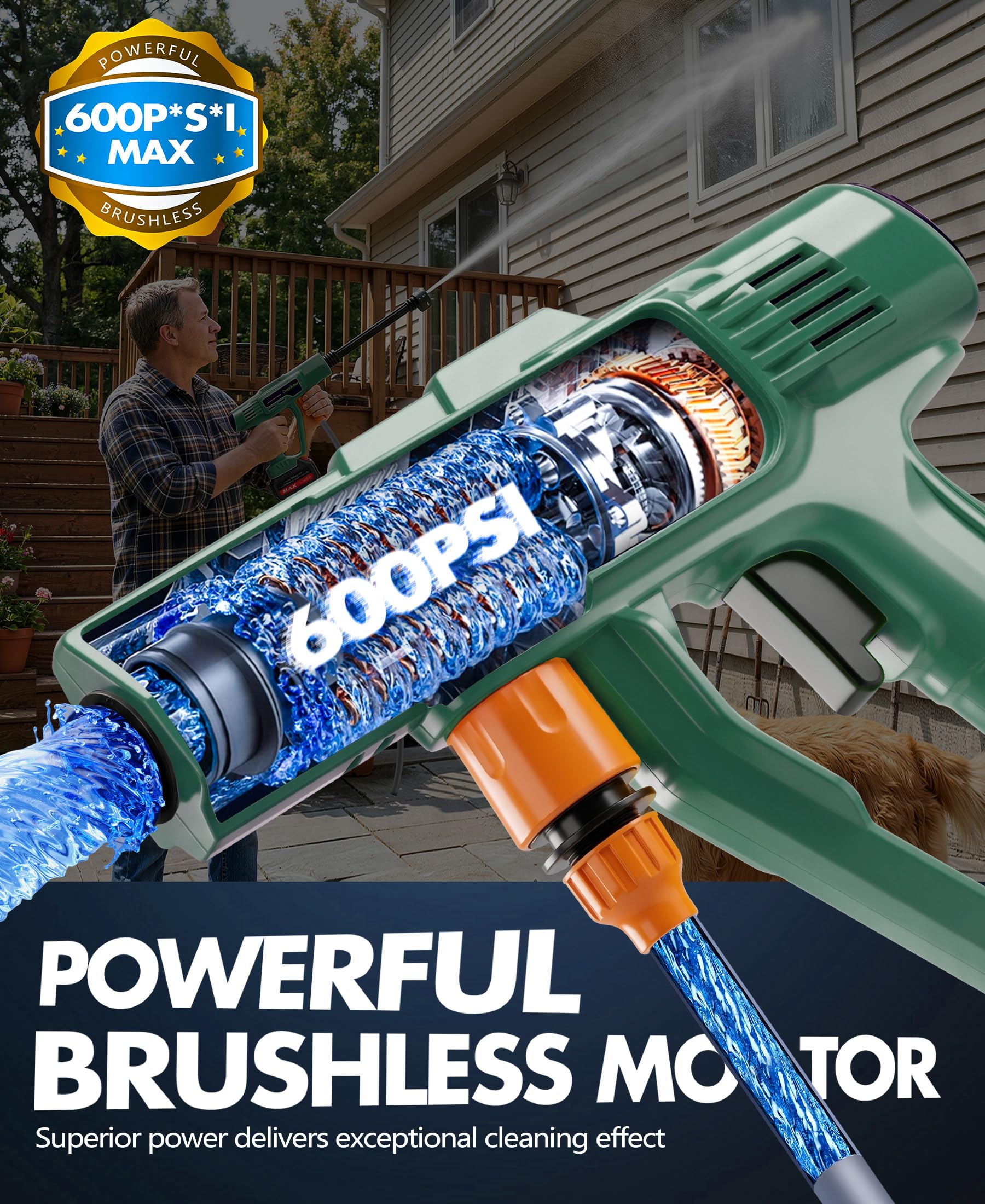 DeeprBetter Akku Hochdruckreiniger Mobiler,600PSI Hochdruckreiniger Pistole
