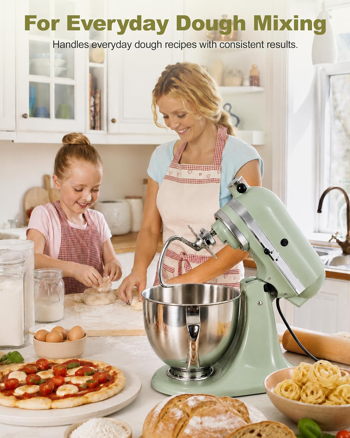 Stainless Steel Dough Hook Compatible with KitchenAid 4.5-5Qt Stand Mixer