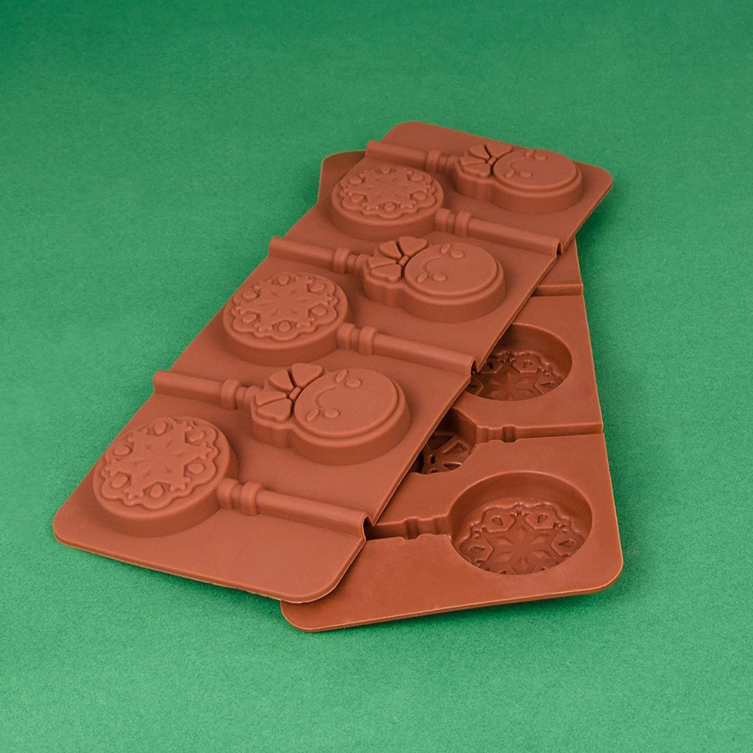 Molde de silicona para 6 piruletas, 20 formas, lindo macho con pajarita y estrellas para chocolate, helado, dulce, gelatina, bombones, fiestas, cumpleaños, color marrón
