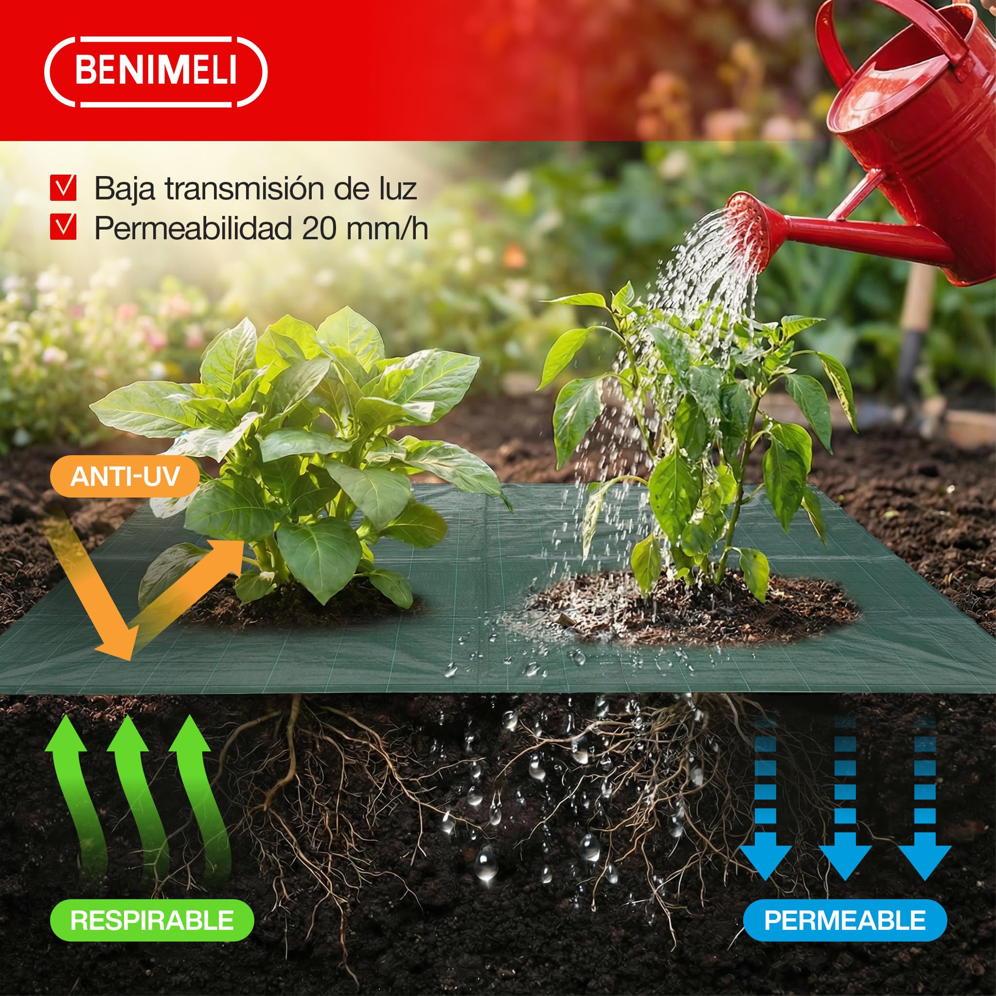 Malla Antihierbas Huerto 130g/m² – Alta Resistencia, Control Malas Hierbas Jardín, Huertos Urbanos Tela Antihierbas Polipropileno – Protección UV (Corte, 4x30M)