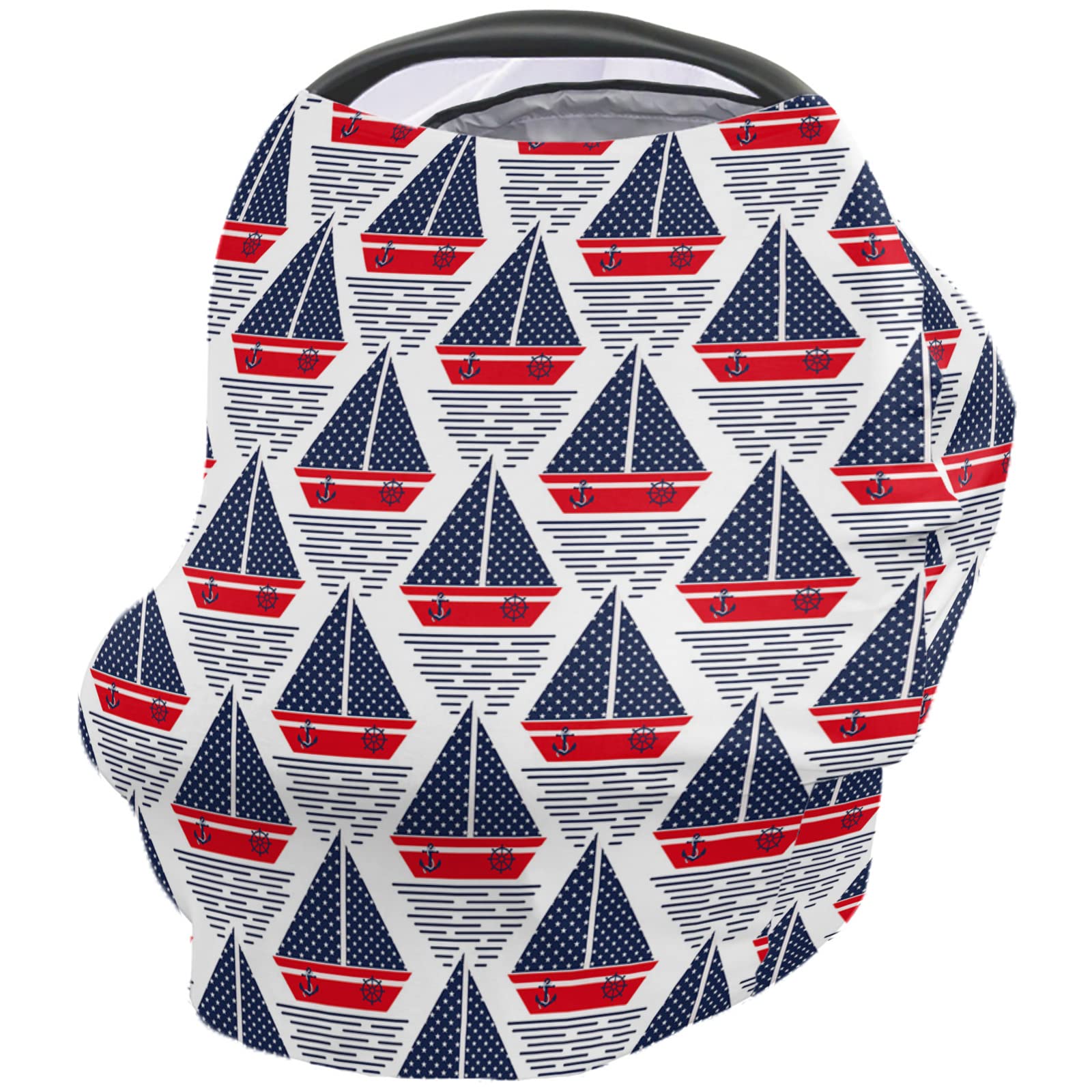 Nursing Cover for Breastfeeding Scarf, Ship Anchor Navy Baby Car Covers Super Soft Multi Use for Canopy Shopping Cart Cover Blanket Stroller Cover