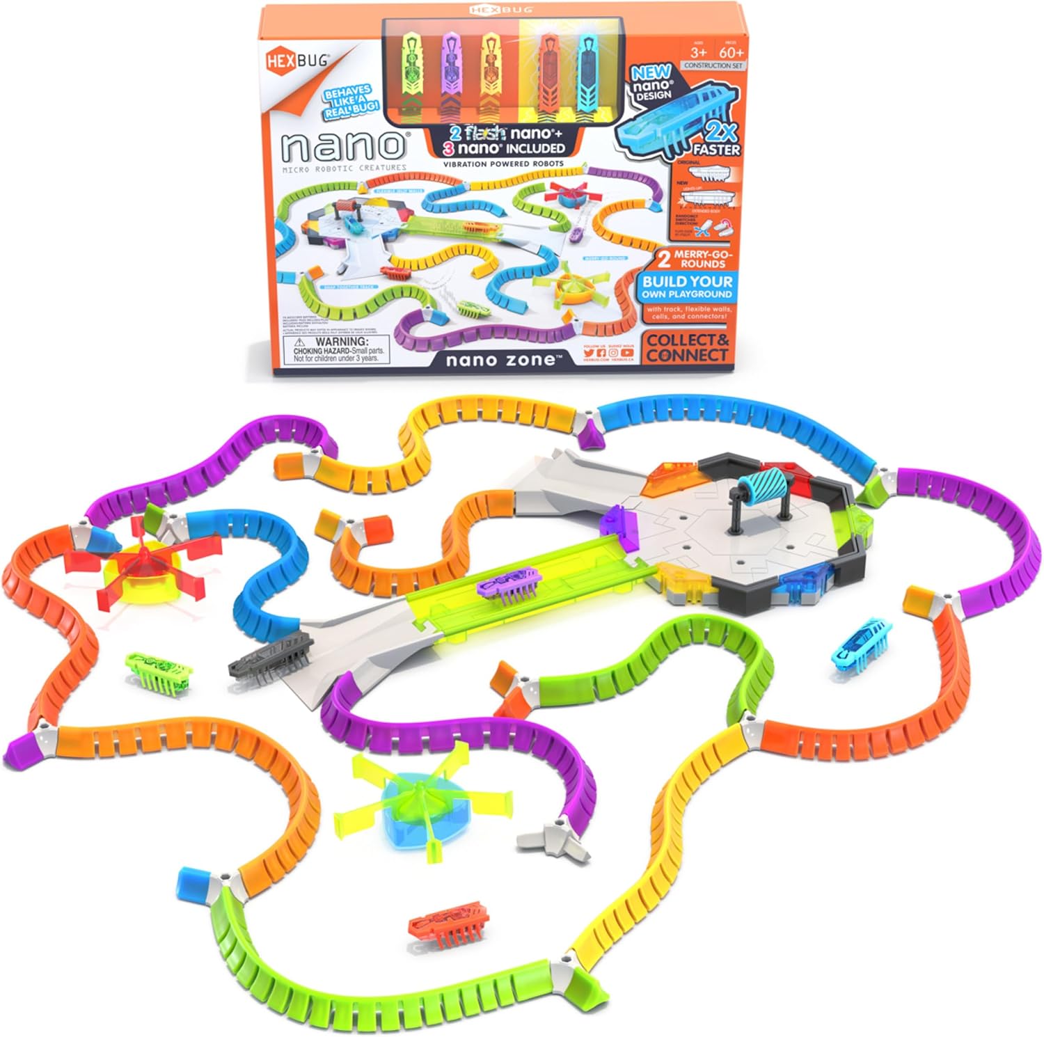 HEXBUG Nano Zone, Sensory Toys for Kids & Cats with Over 60 Pieces & 5 Nano Bugs, STEM Kits & Mini Robot Toy for Kids Ages 3 & Up, Batteries Included New Version