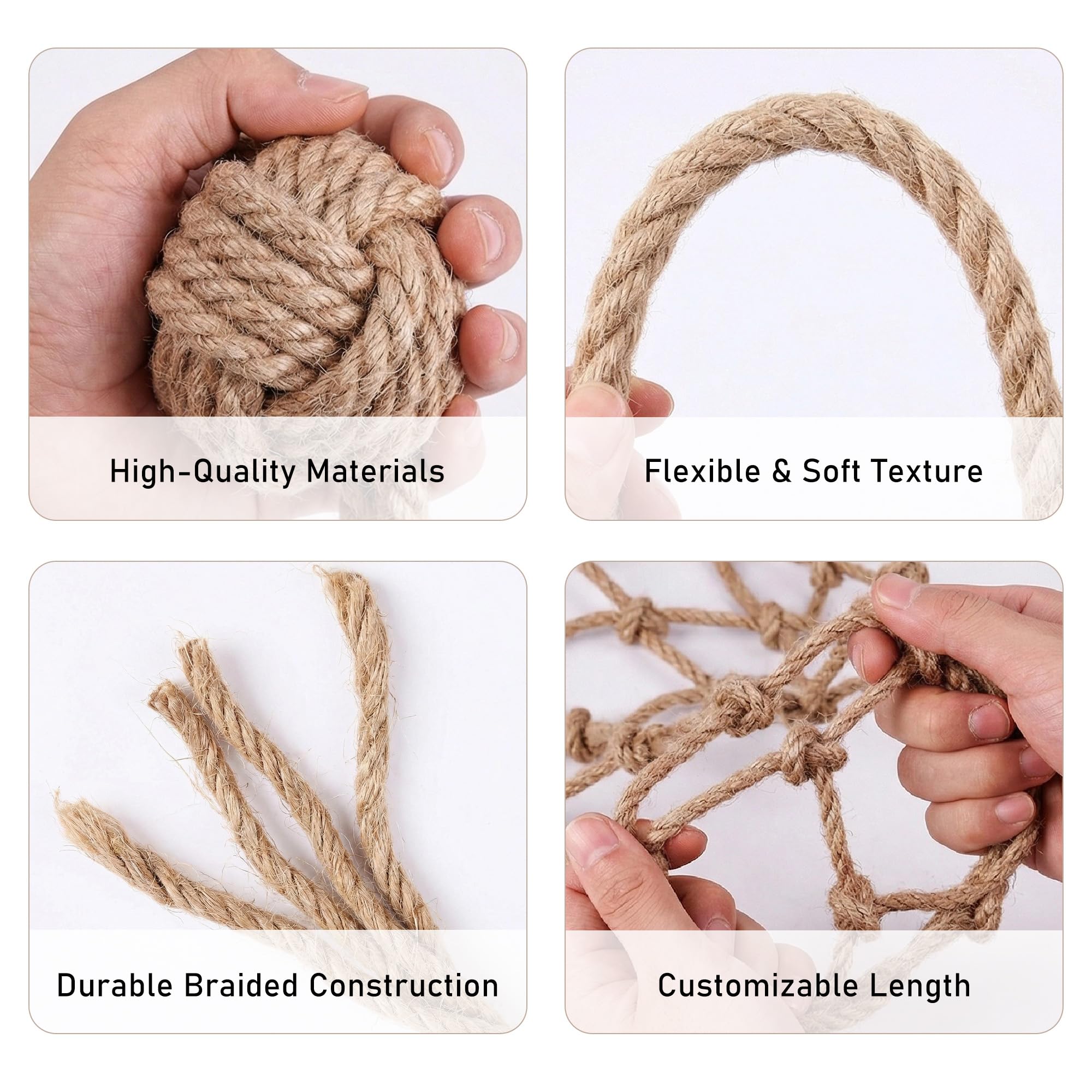 Filet de Jute pour Plantes 180 x 180 cm, Filet à Ramer Naturel pour Plantes Grimpantes et Tomates