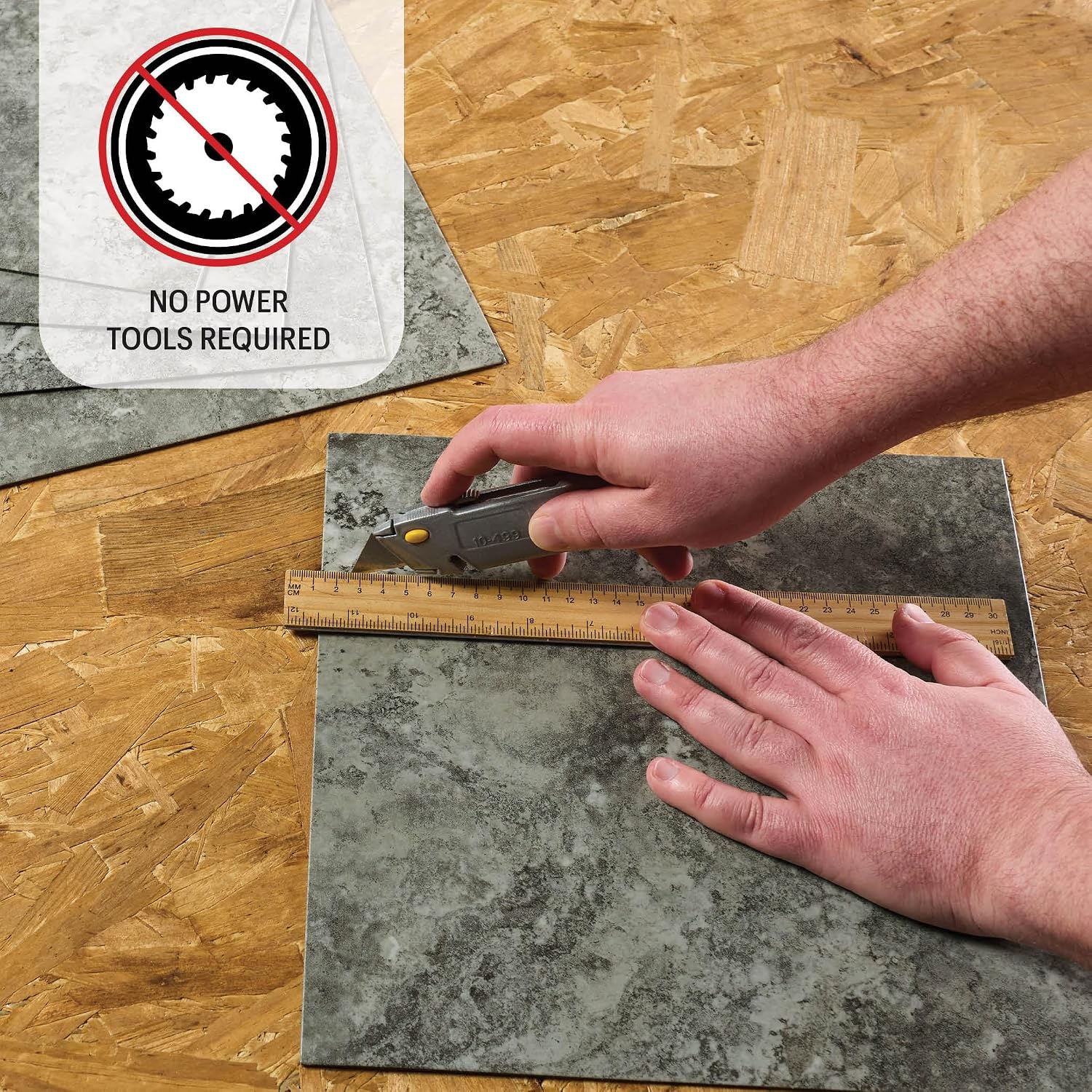Iron Mountain 2.6-mil x 12-in W x 12-in L Water Resistant Peel and Stick Vinyl Tile Flooring (24-sq ft/Carton)