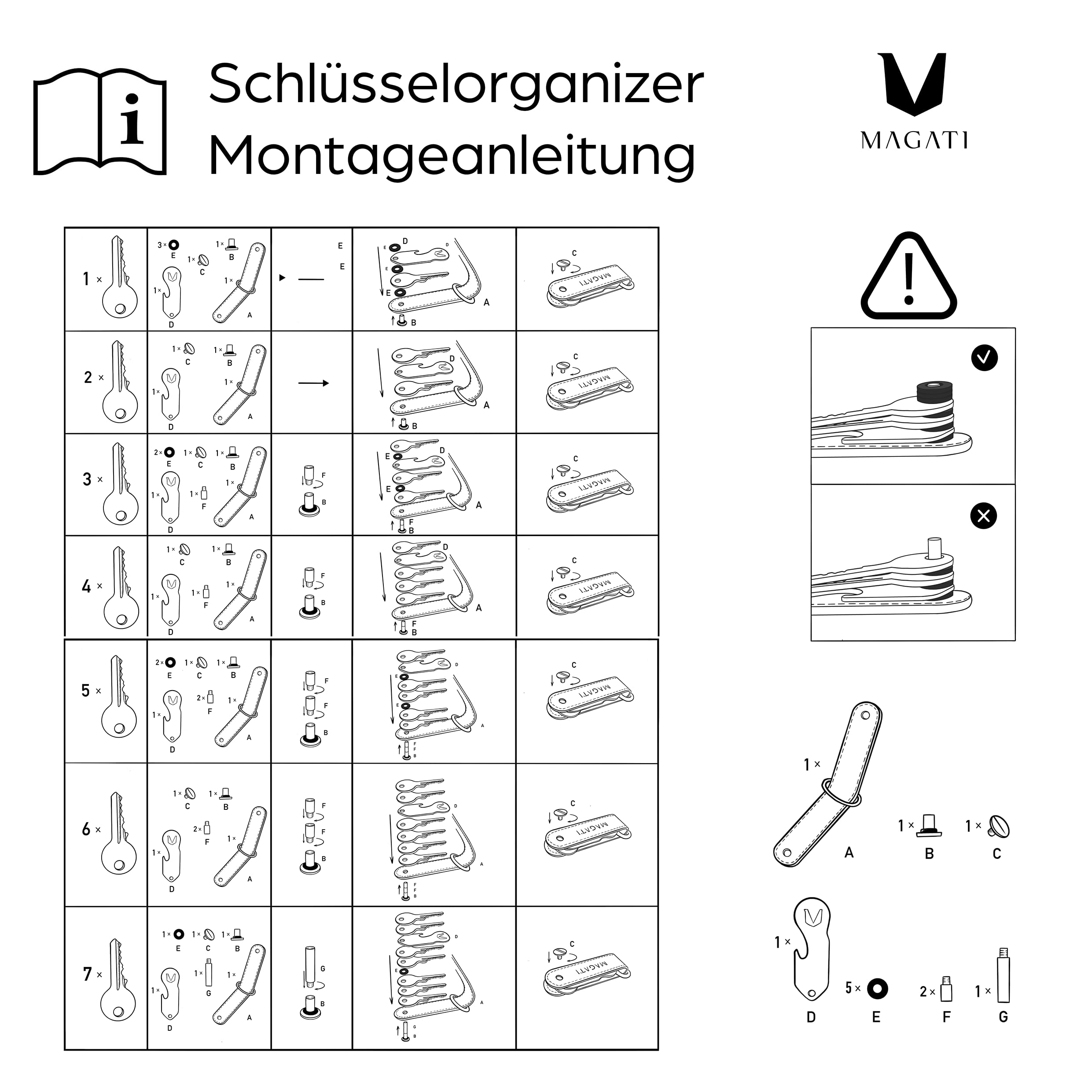 Etui porte-clés compatible avec AirTag homme & femme en cuir véritable: Organiseur compact jusqu'à 7 clef + Jeton chariot et Service de restitution des clefs